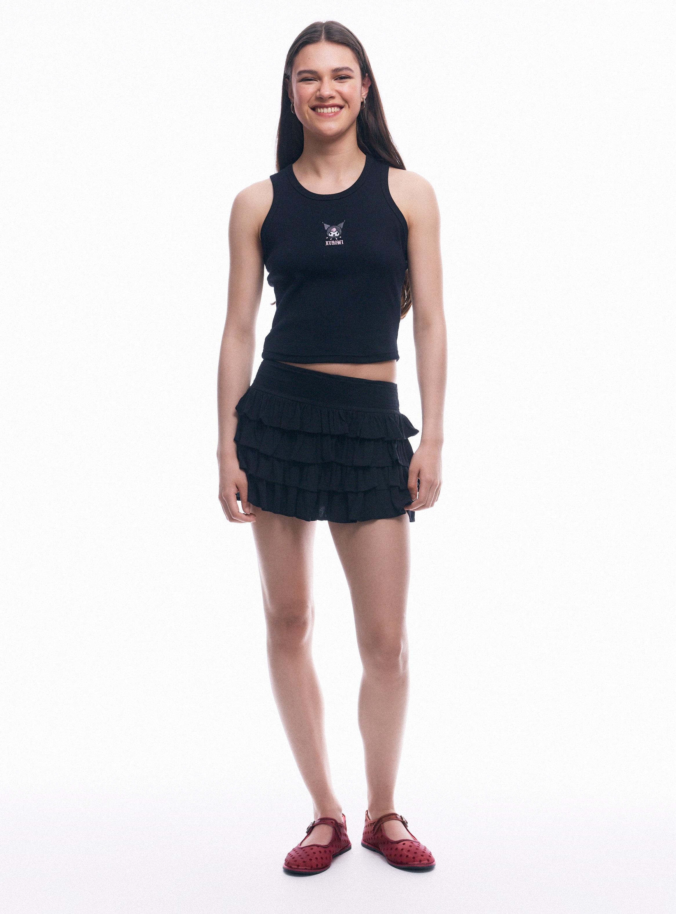 Polera Tank Licencia Kuromi Bordado-4