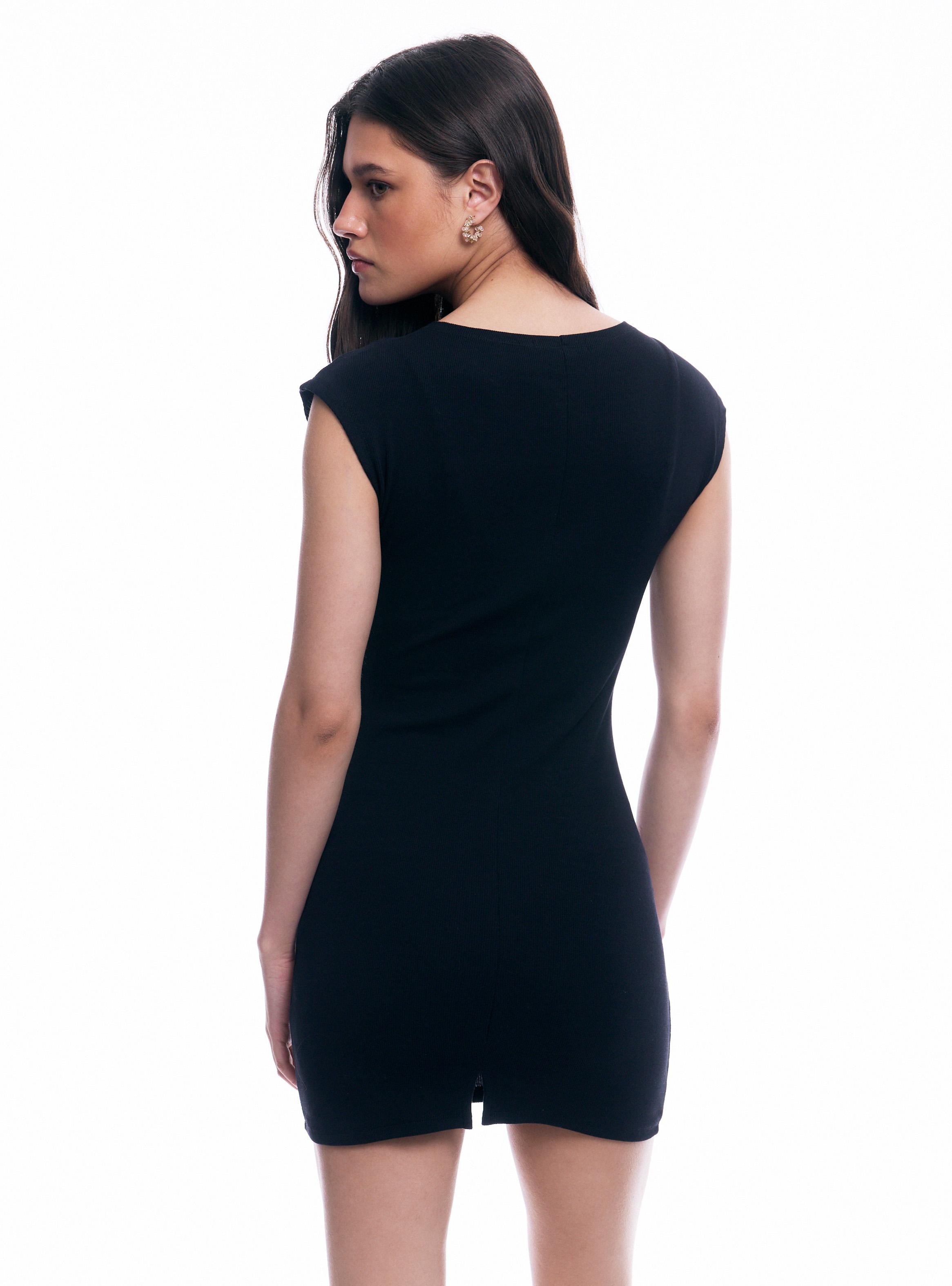 Vestido Ajustado sin Mangas y Cuello Redondo-1