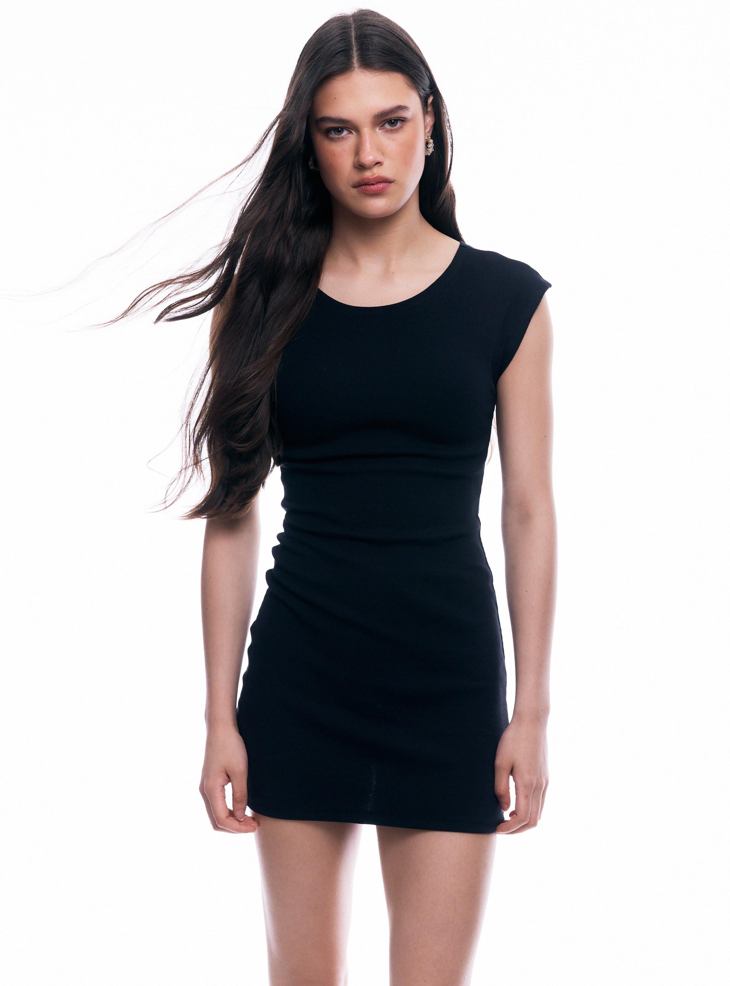Vestido Ajustado sin Mangas y Cuello Redondo-0