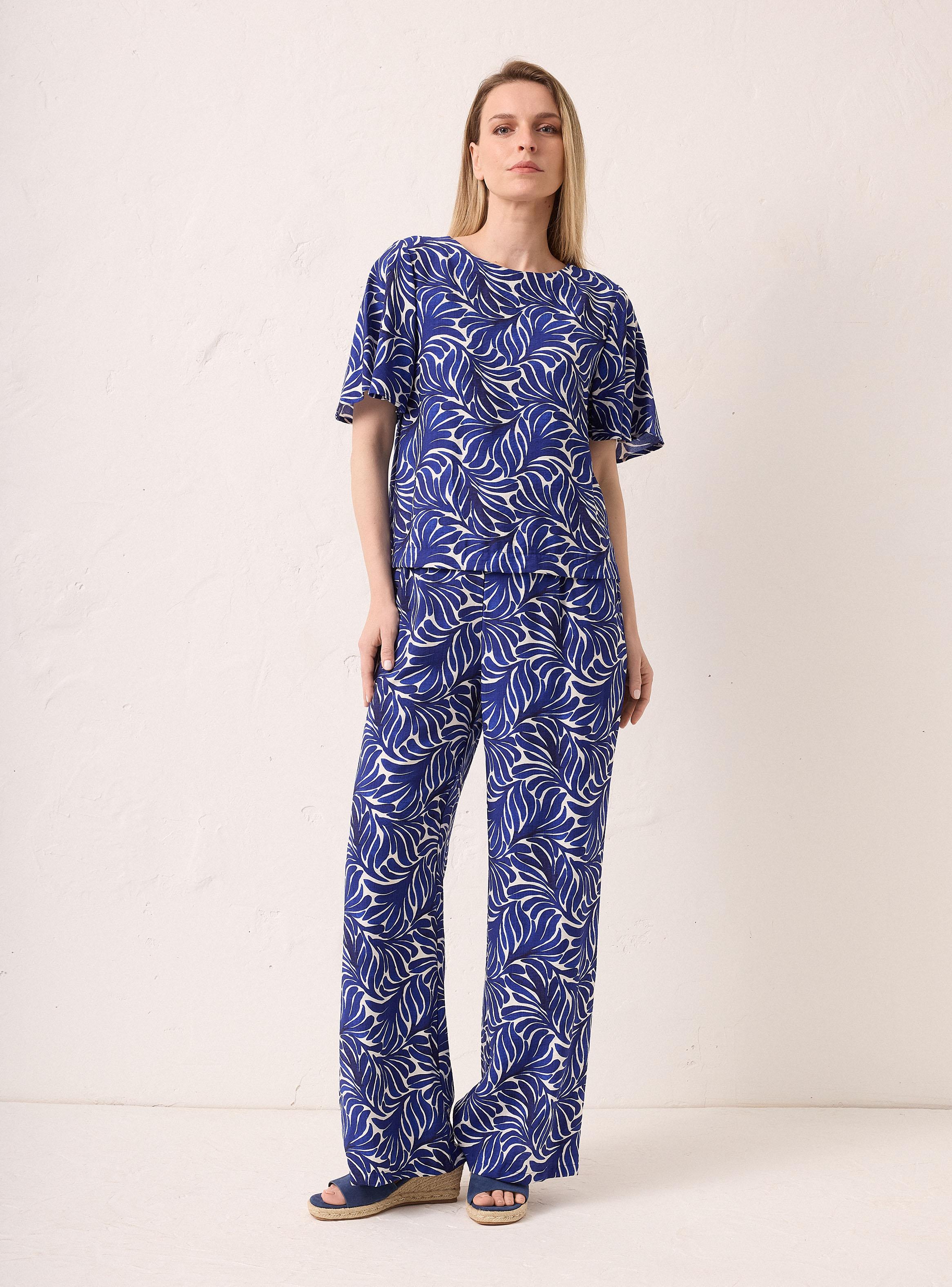 Pantalón Palazzo Full Estampado con Lazo-4