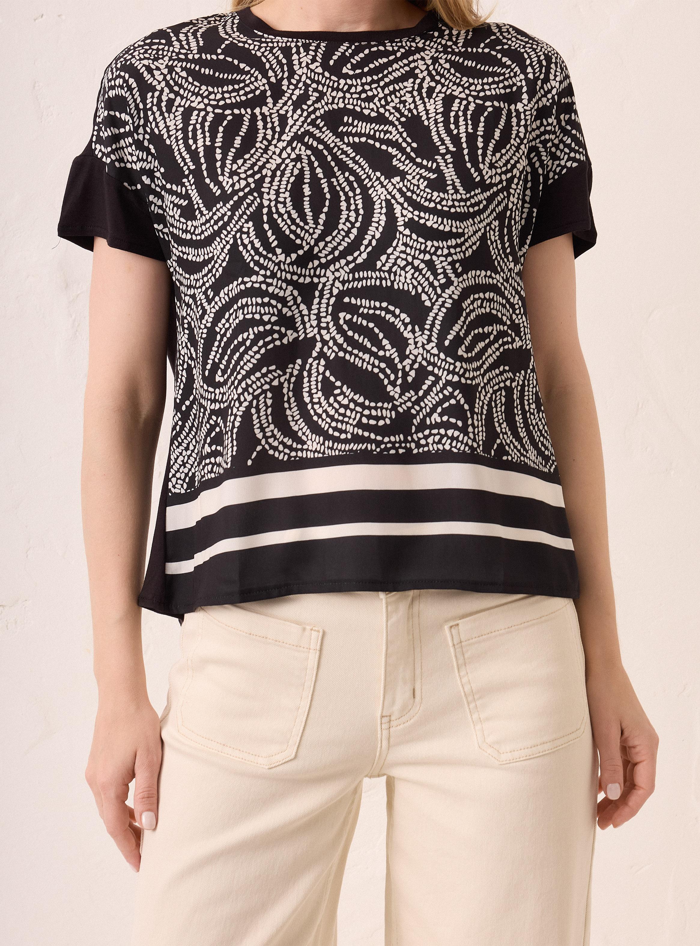 Polera Mezcla de Tela y Puño en Manga-2