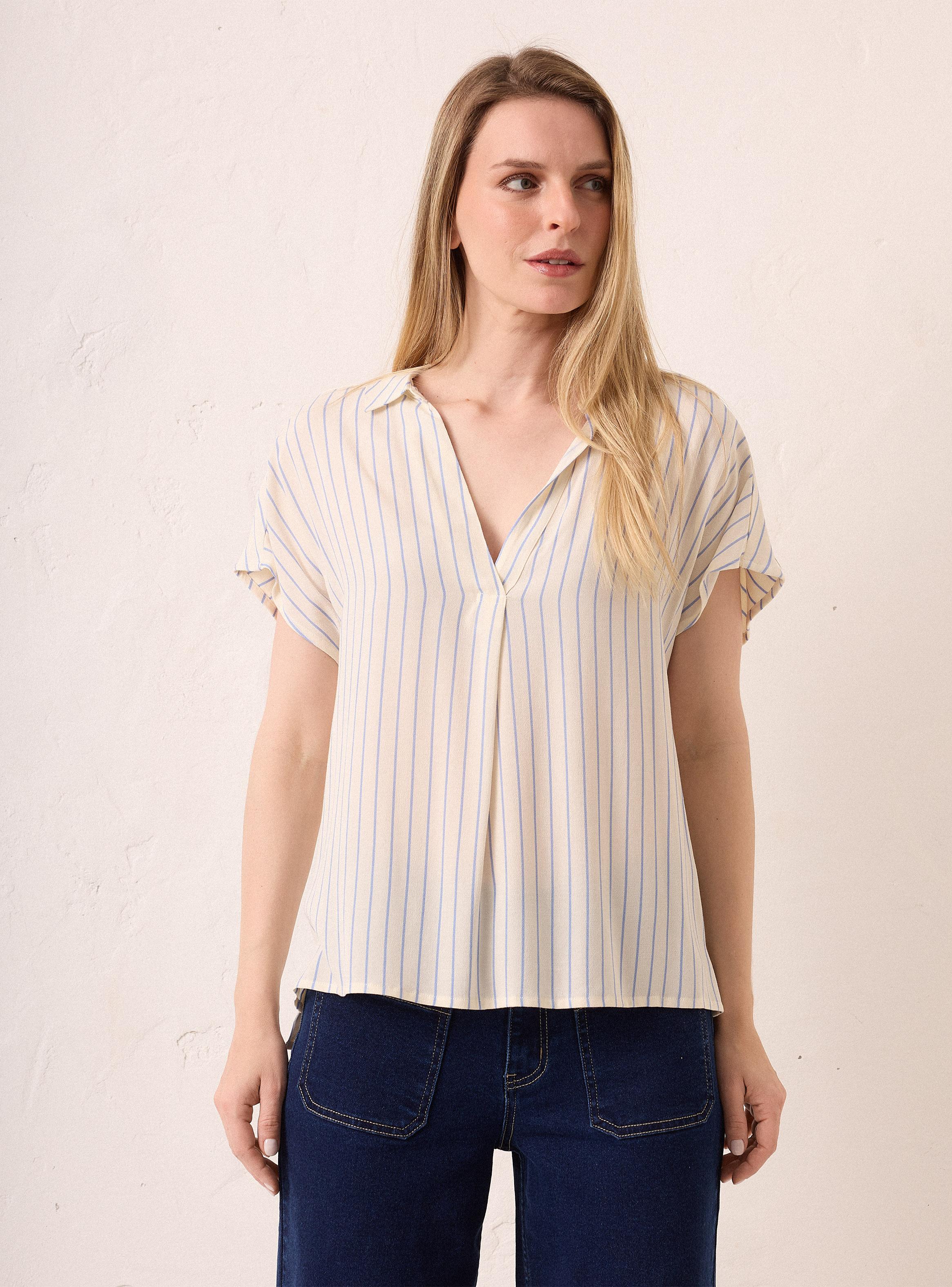 Blusa Manga Corta Rayada Full Print-0