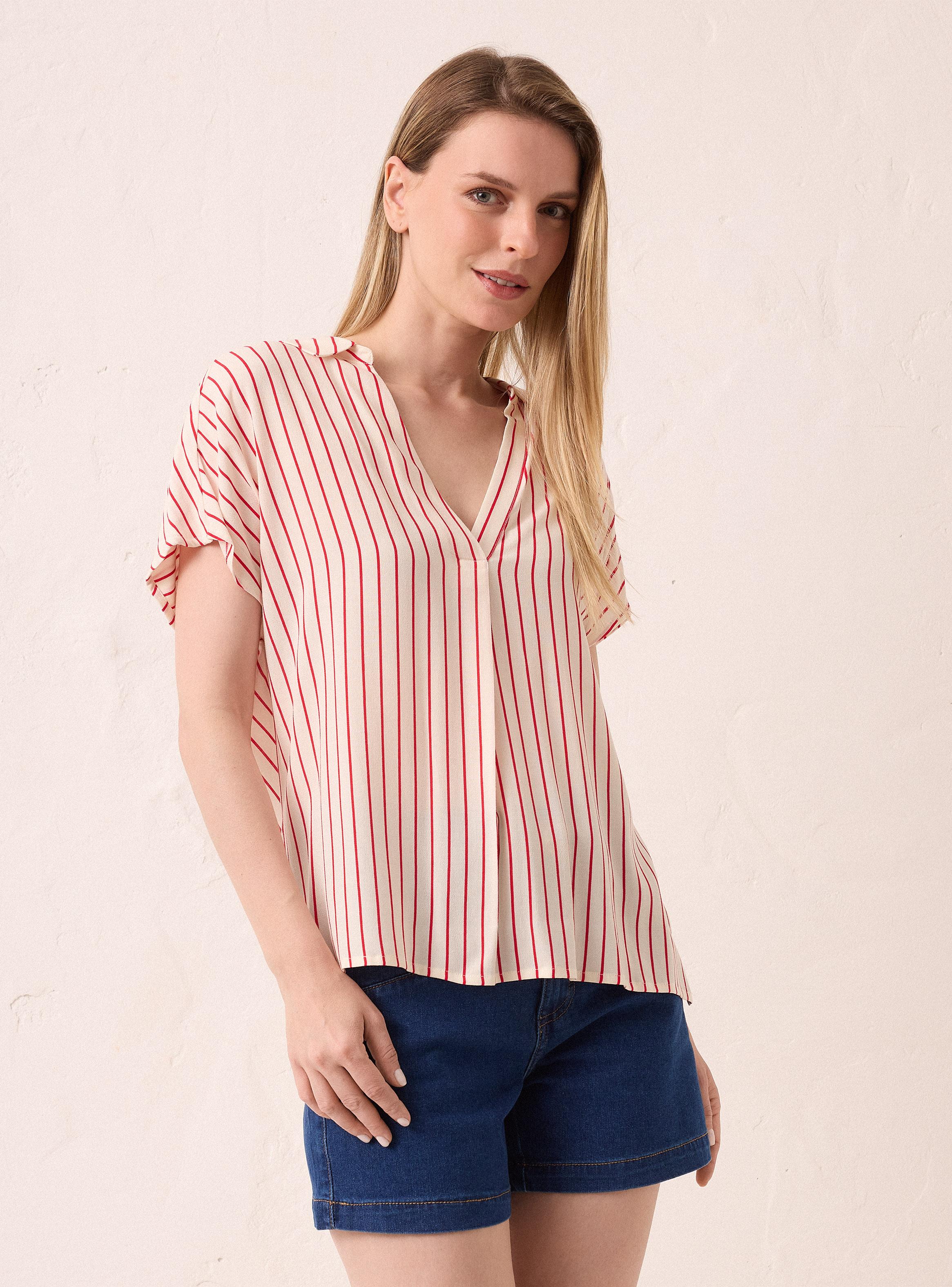 Blusa Manga Corta Rayada Full Print-0