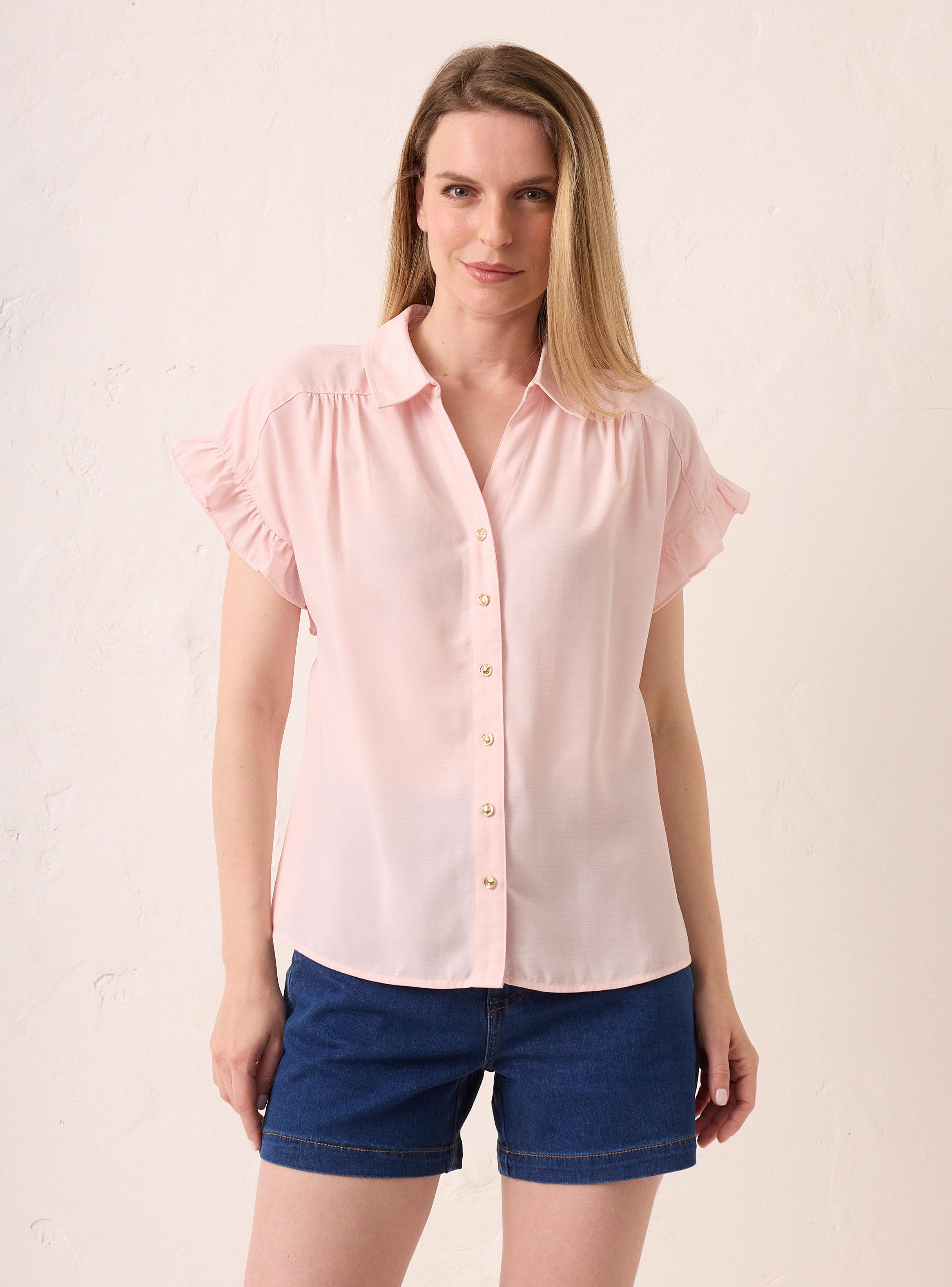 Blusa Cuello Camisero con Aberturas en los Costados-0