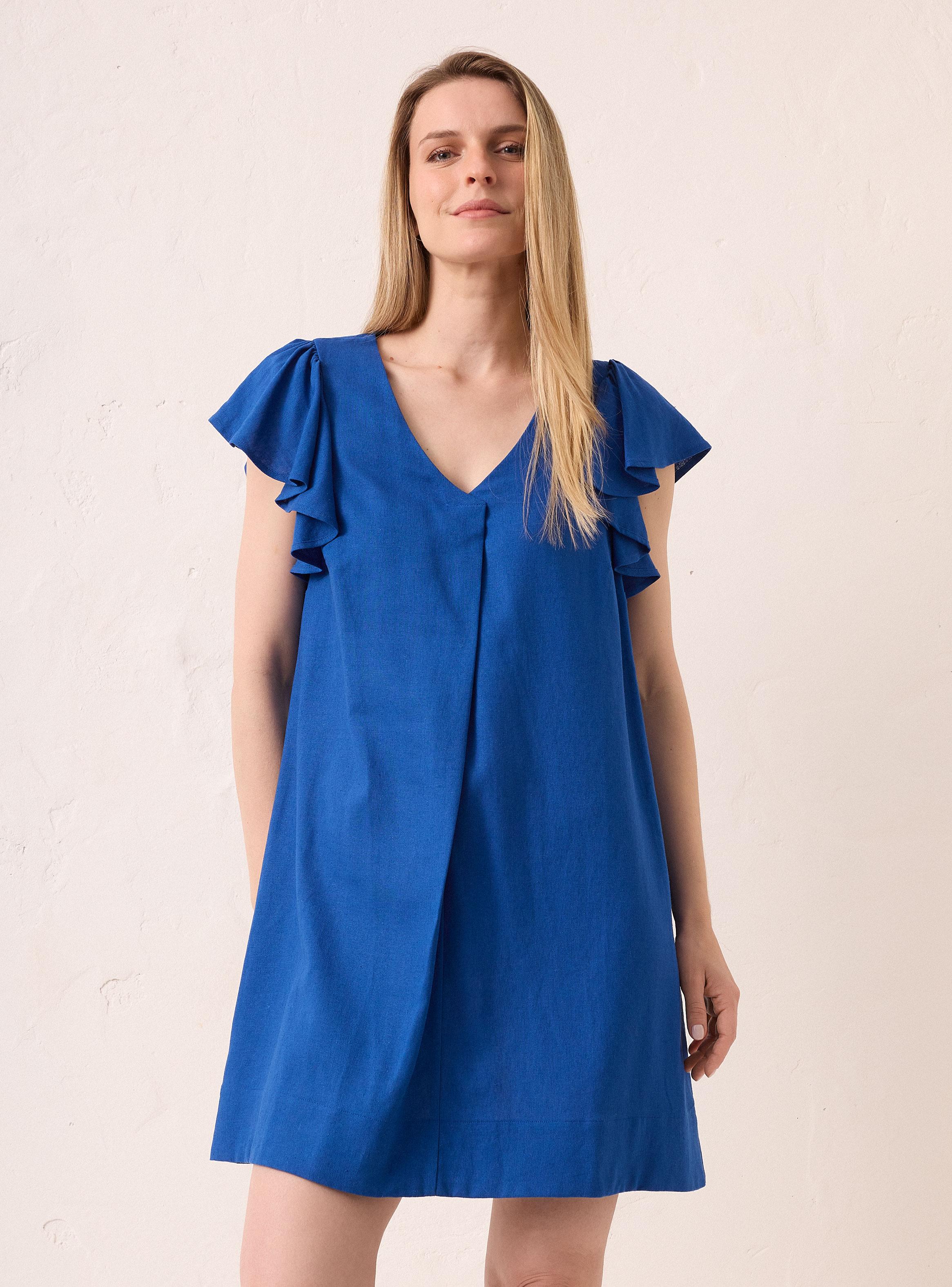 Vestido Midi Escote V con Mangas con Vuelos-0