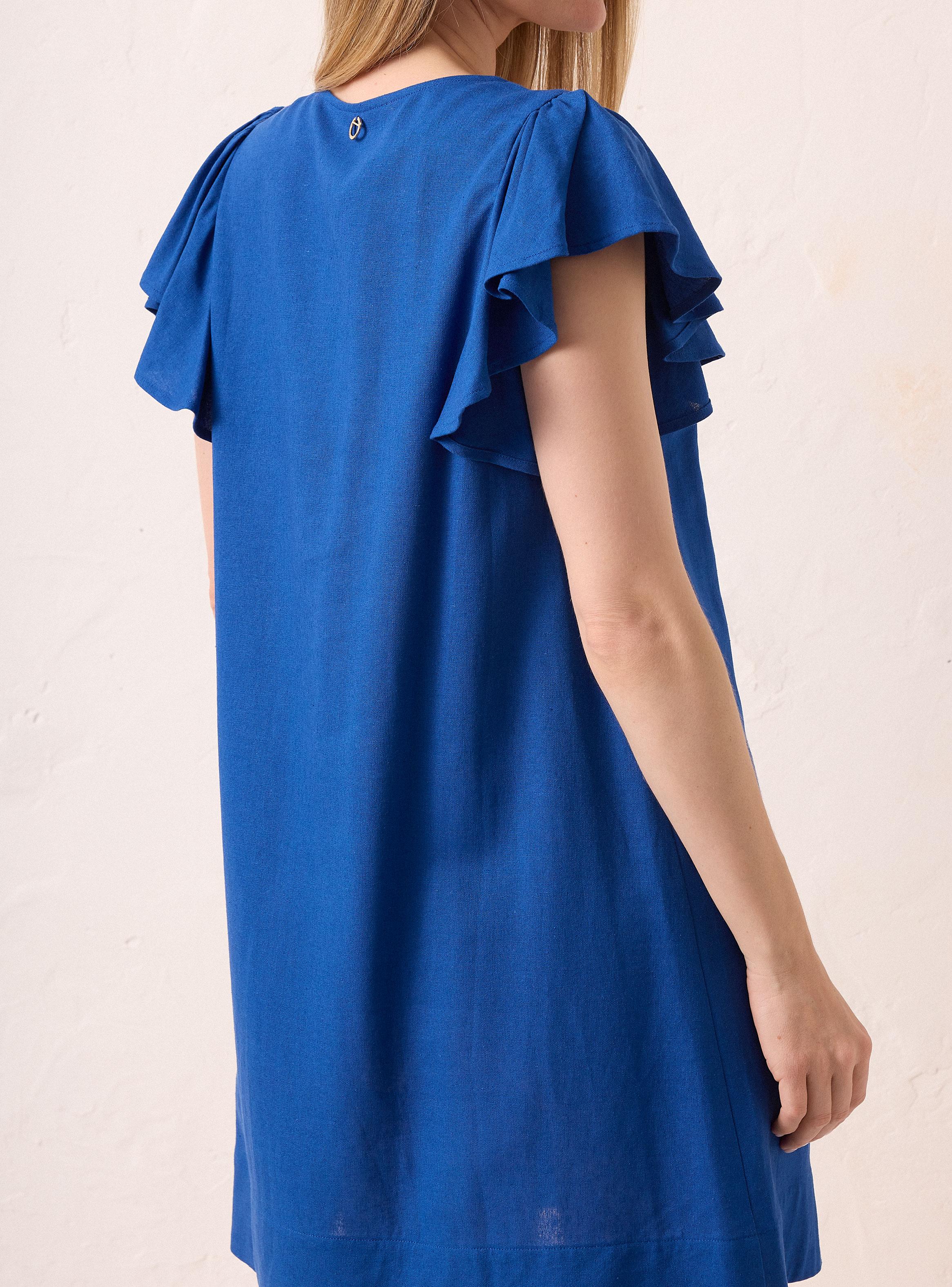 Vestido Midi Escote V con Mangas con Vuelos-3