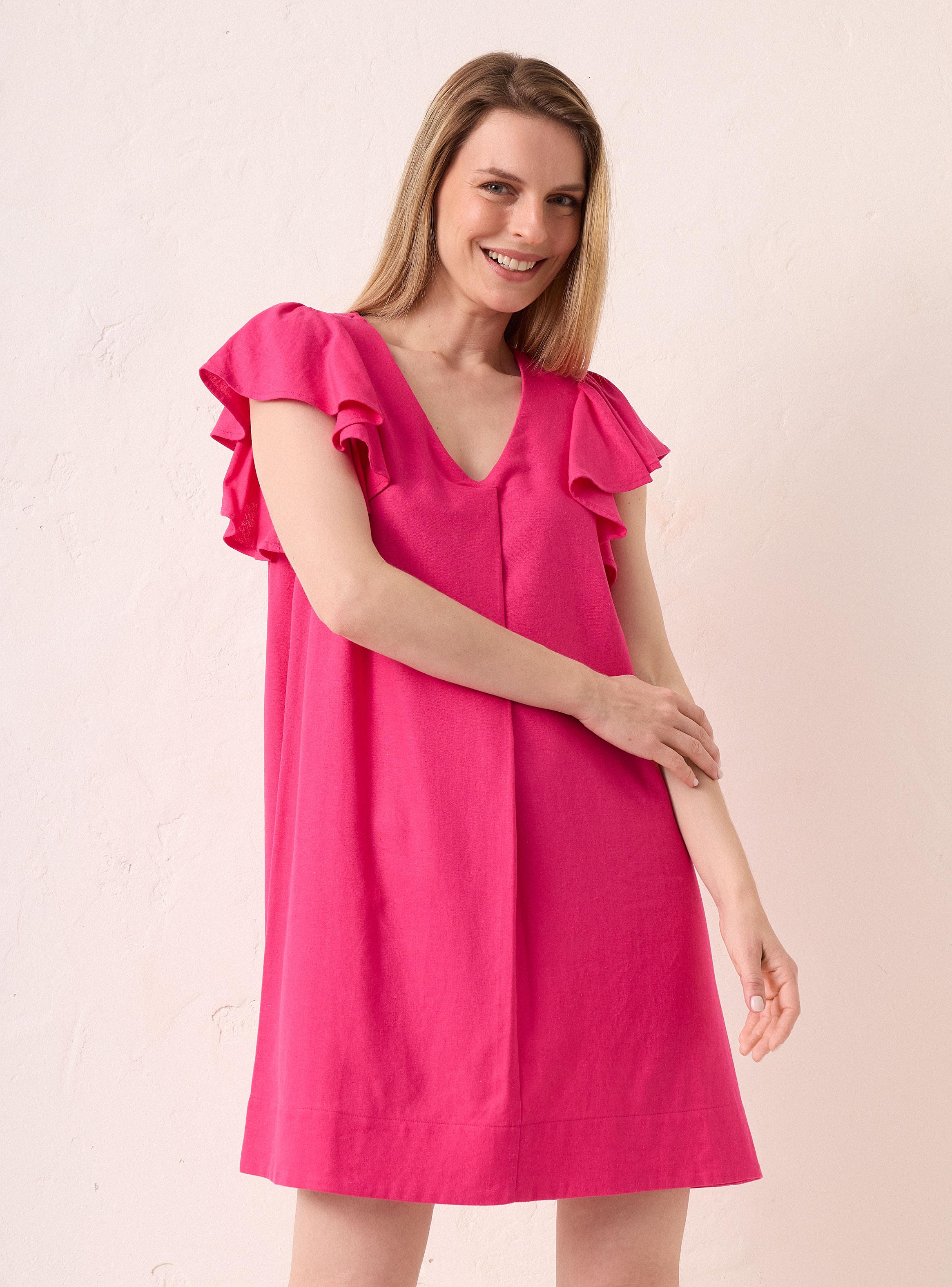 Vestido Midi Escote V con Mangas con Vuelos-0