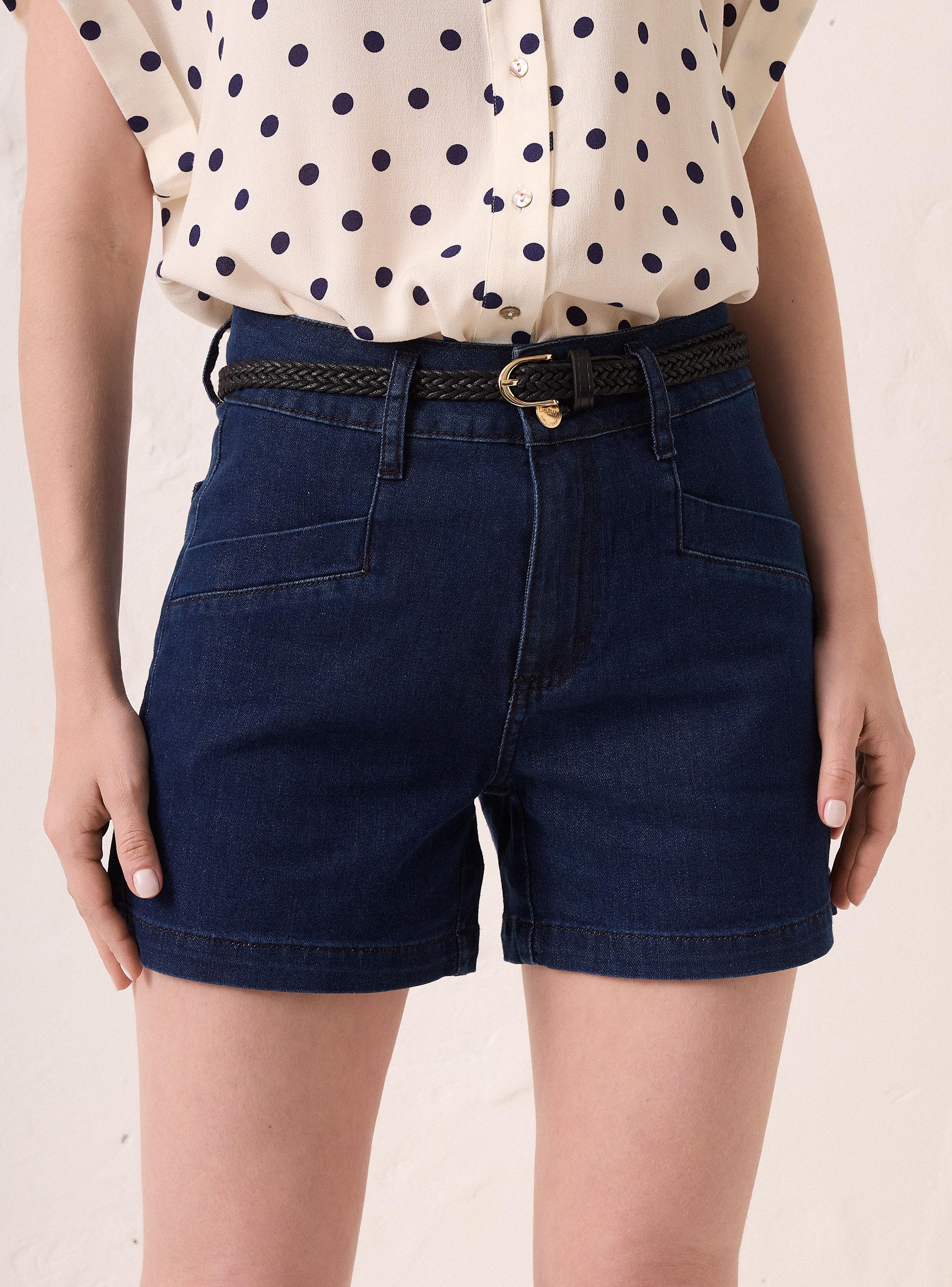 Short Denim Bolsillo Diagonales en Delantero-2