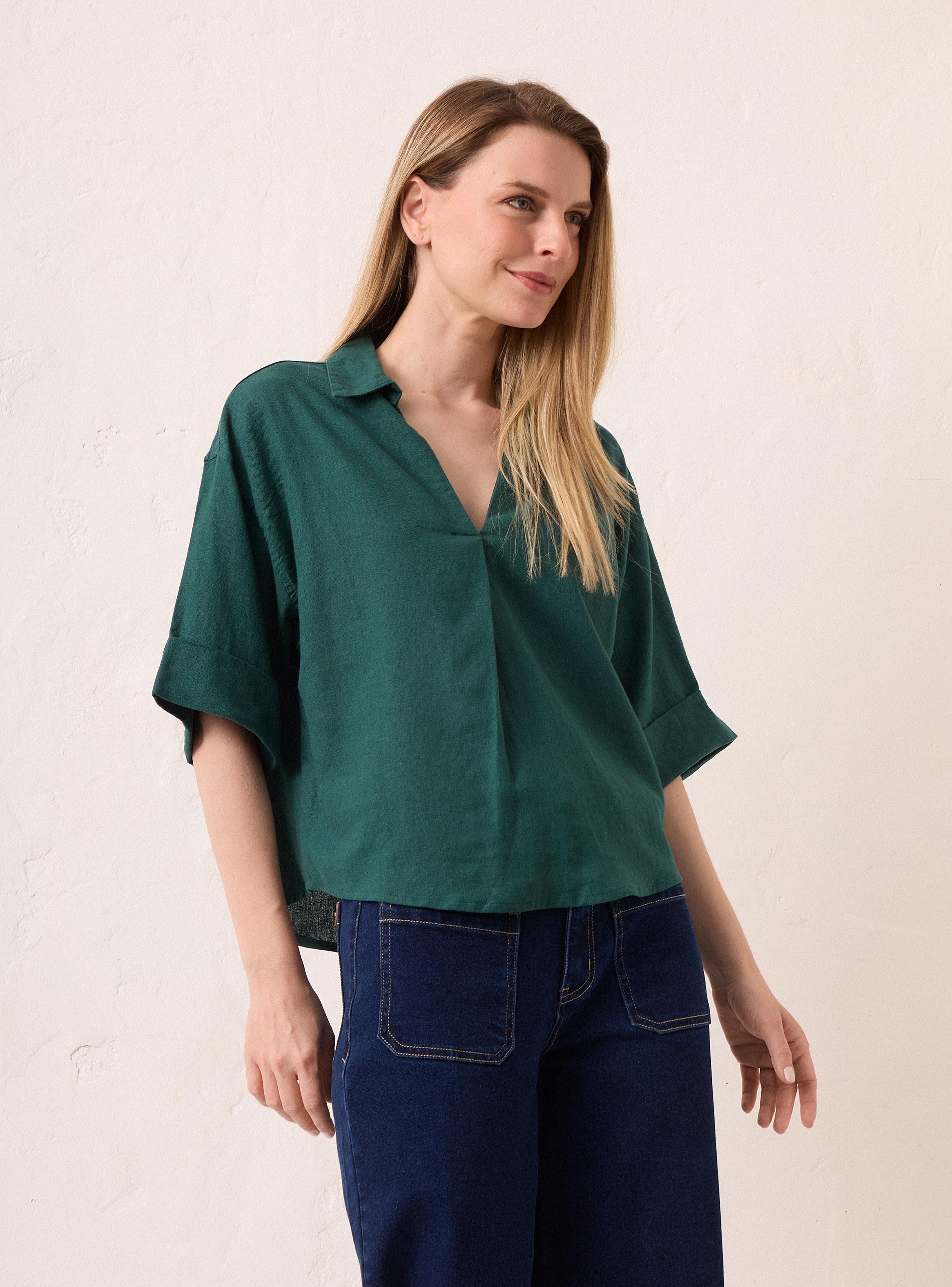 Blusa Escote V con Cuello-0