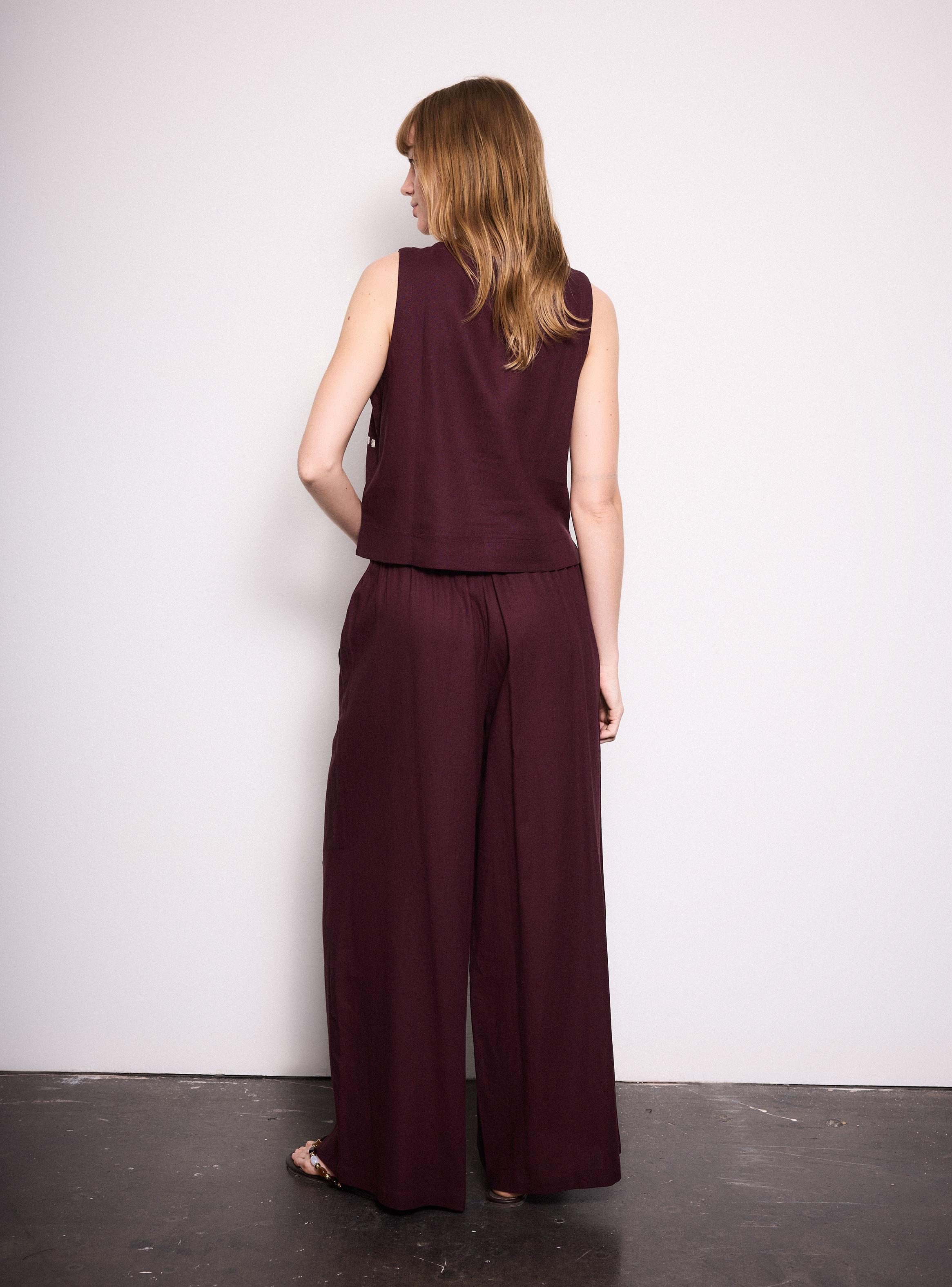 Pantalón Palazzo con Elástico en Pretina Trasera-5