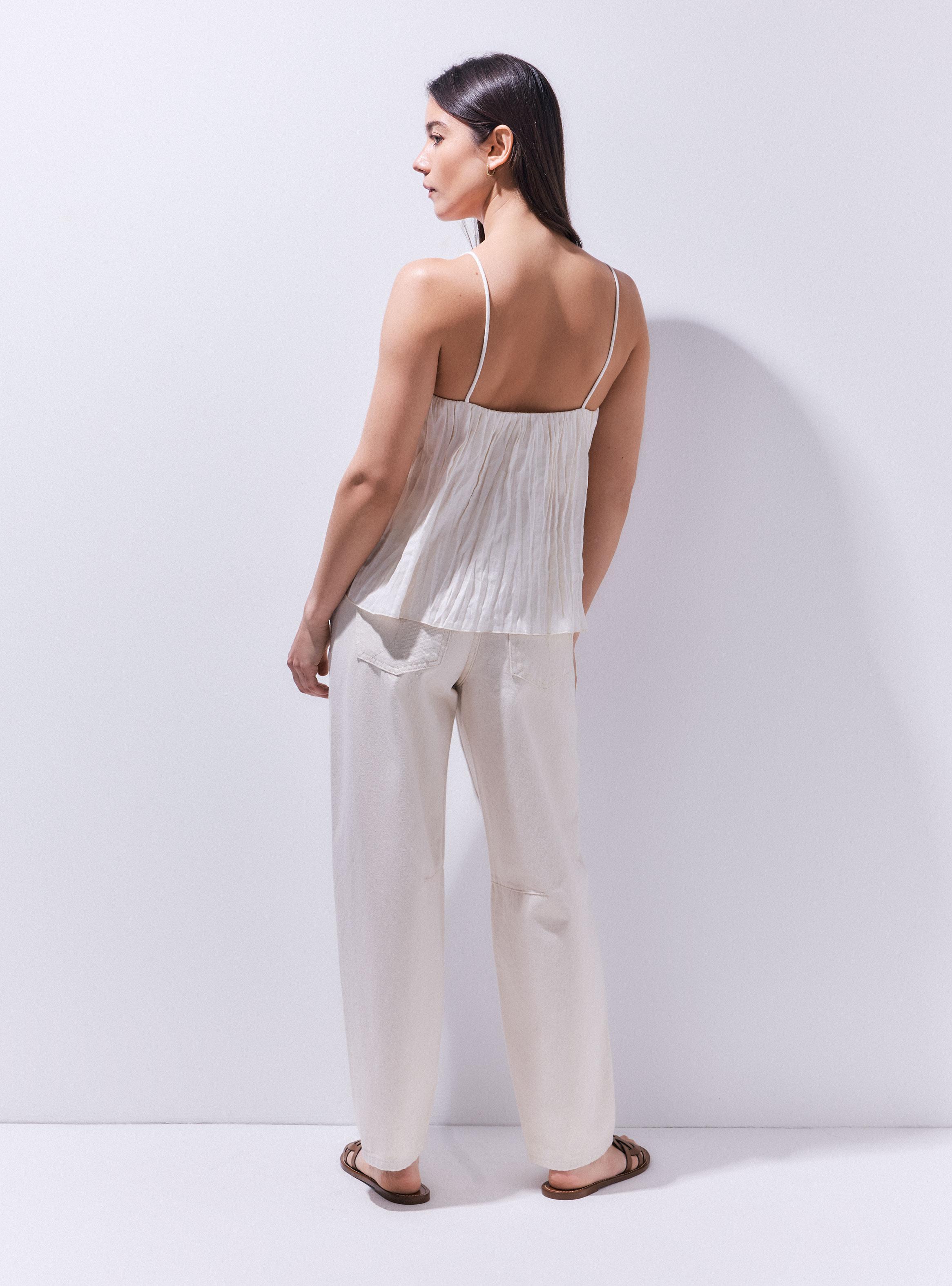 Blusa de Lino con Efecto Plisado-5