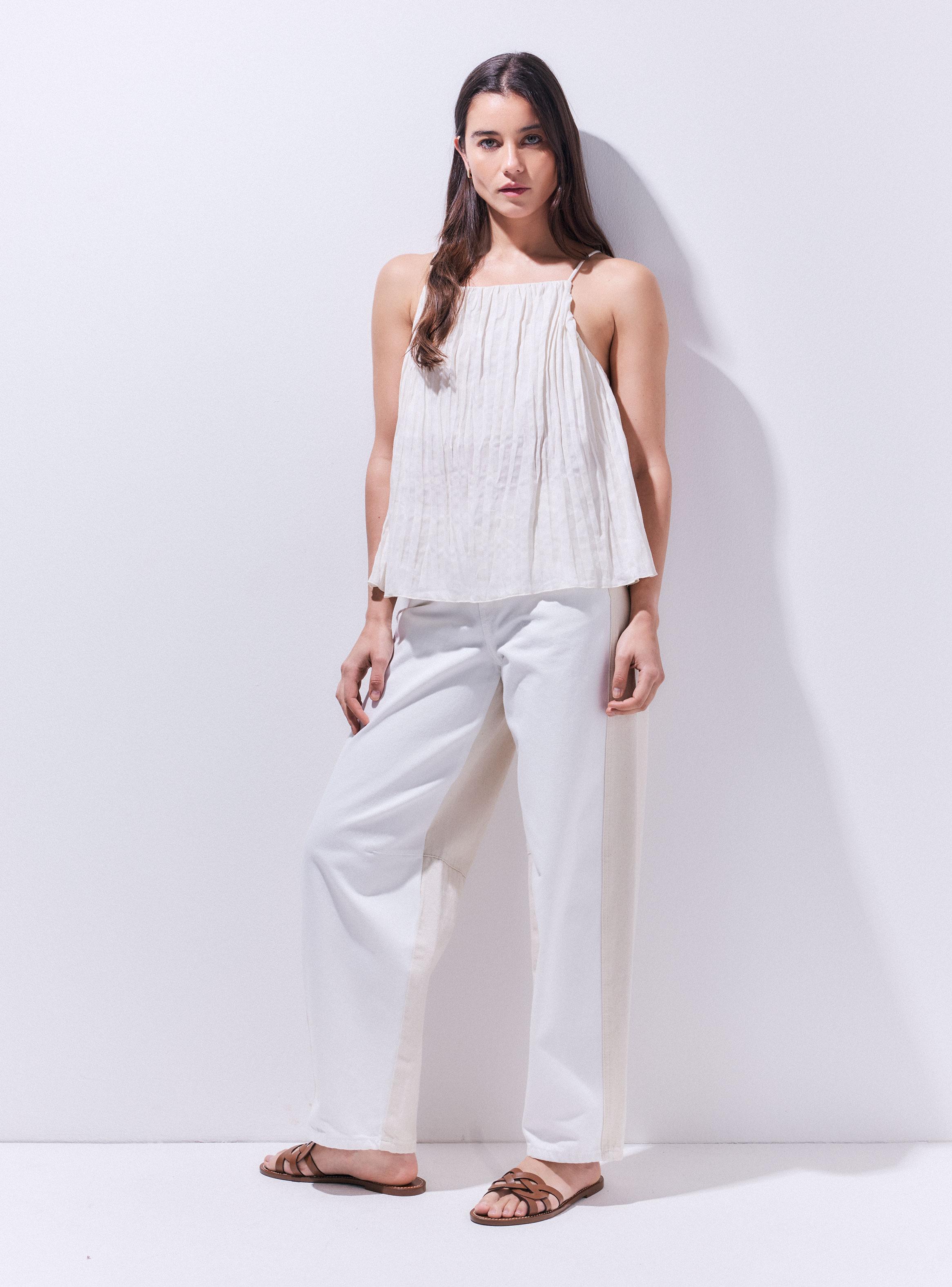Blusa de Lino con Efecto Plisado-4