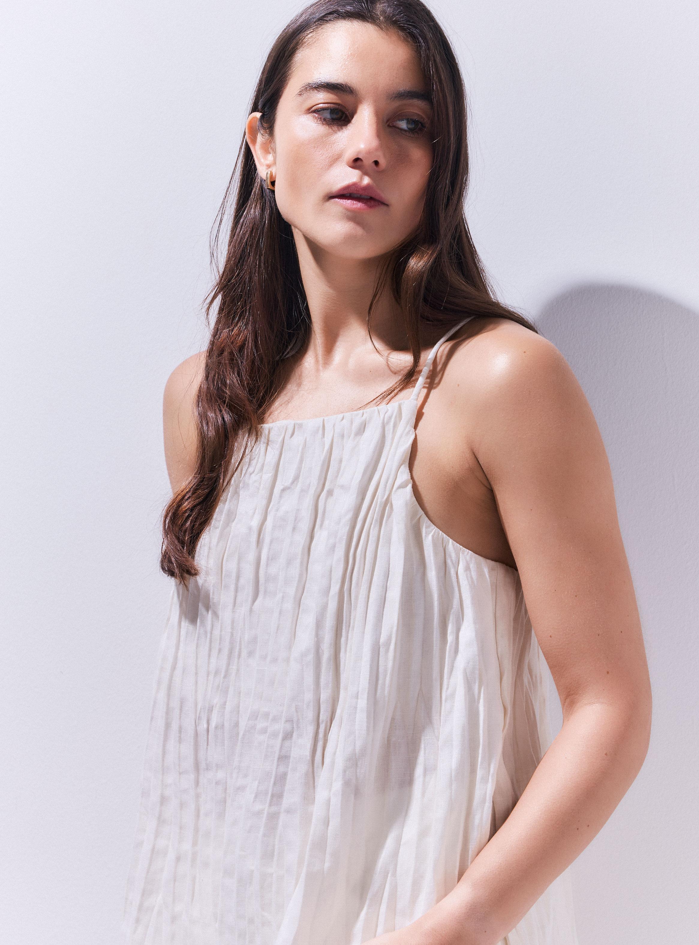 Blusa de Lino con Efecto Plisado-2