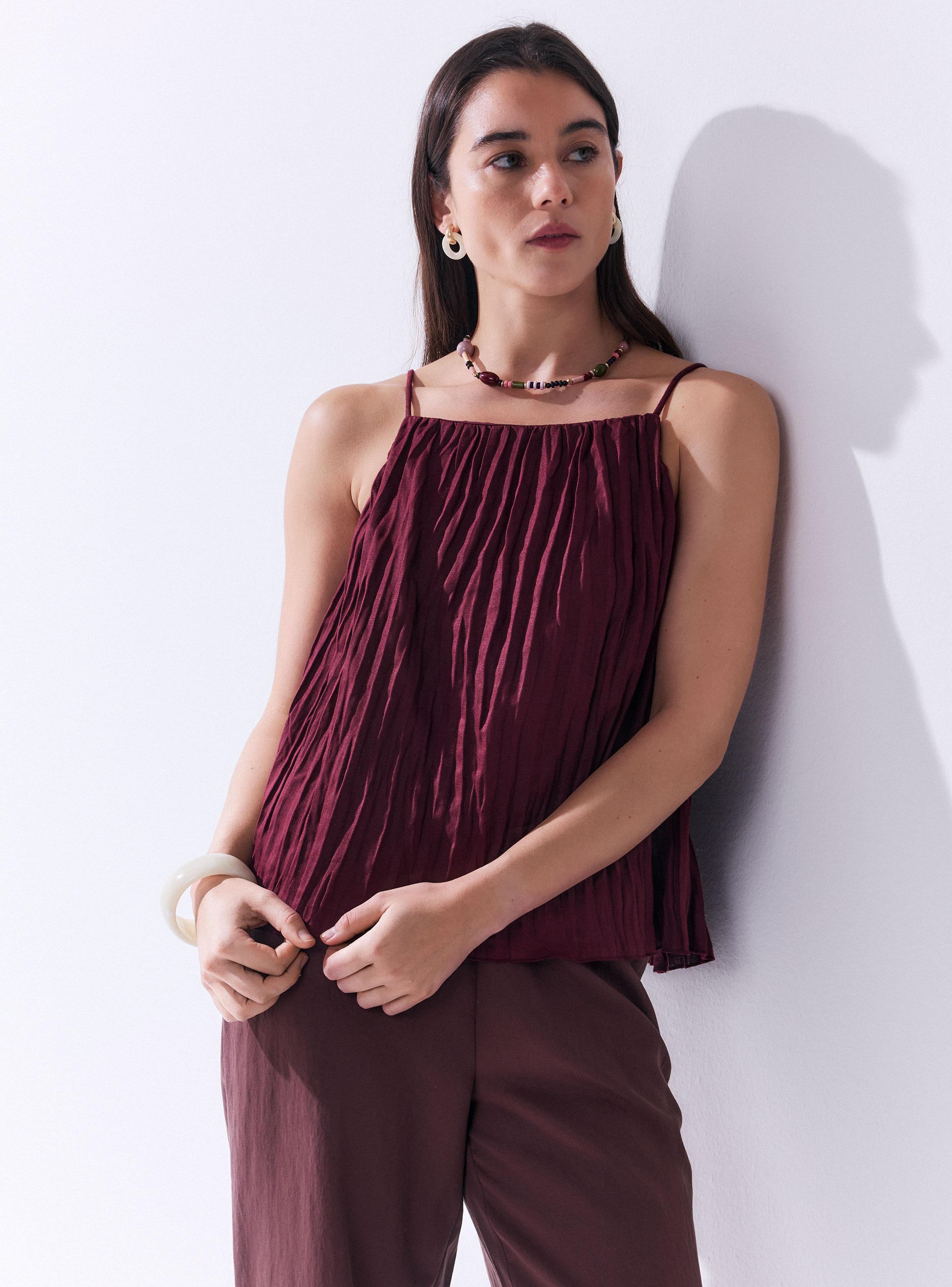 Blusa de Lino con Efecto Plisado-0