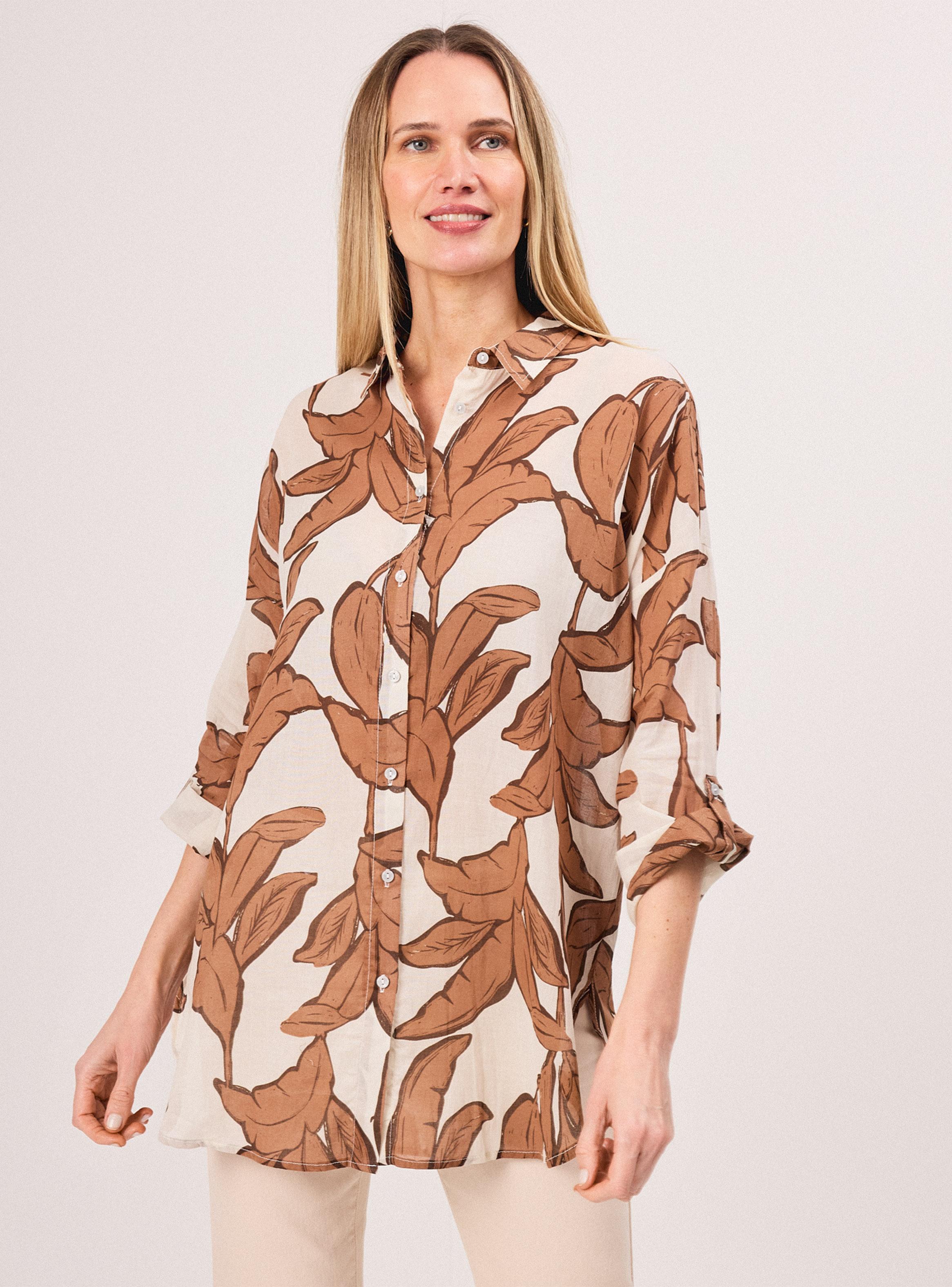 Blusa Estampada Cuello Redondo Botones-0