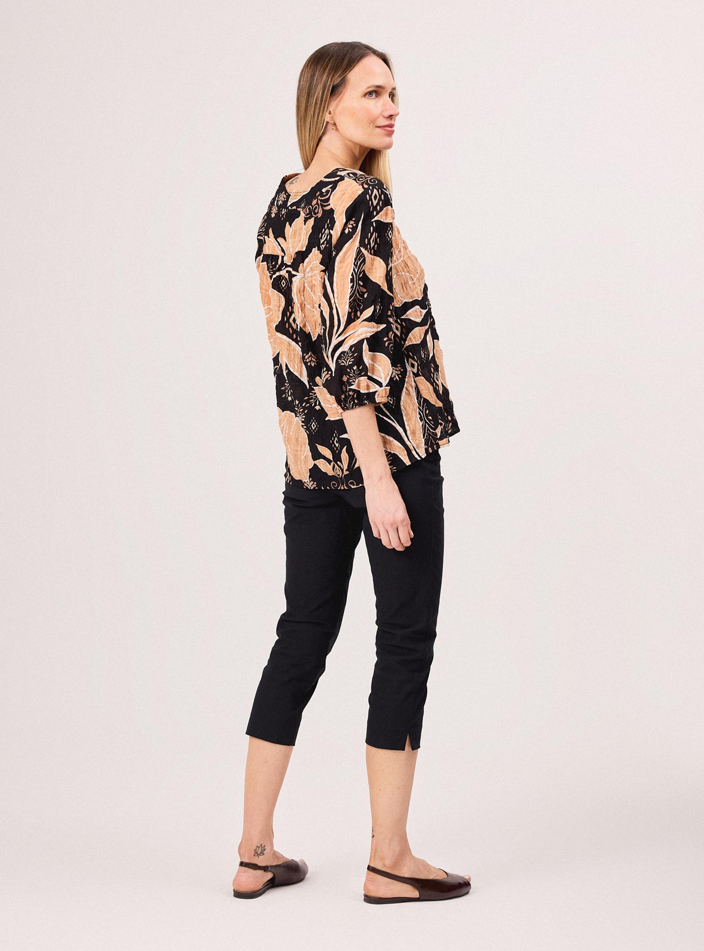 Blusa Floral Cuello V con Pinza-5