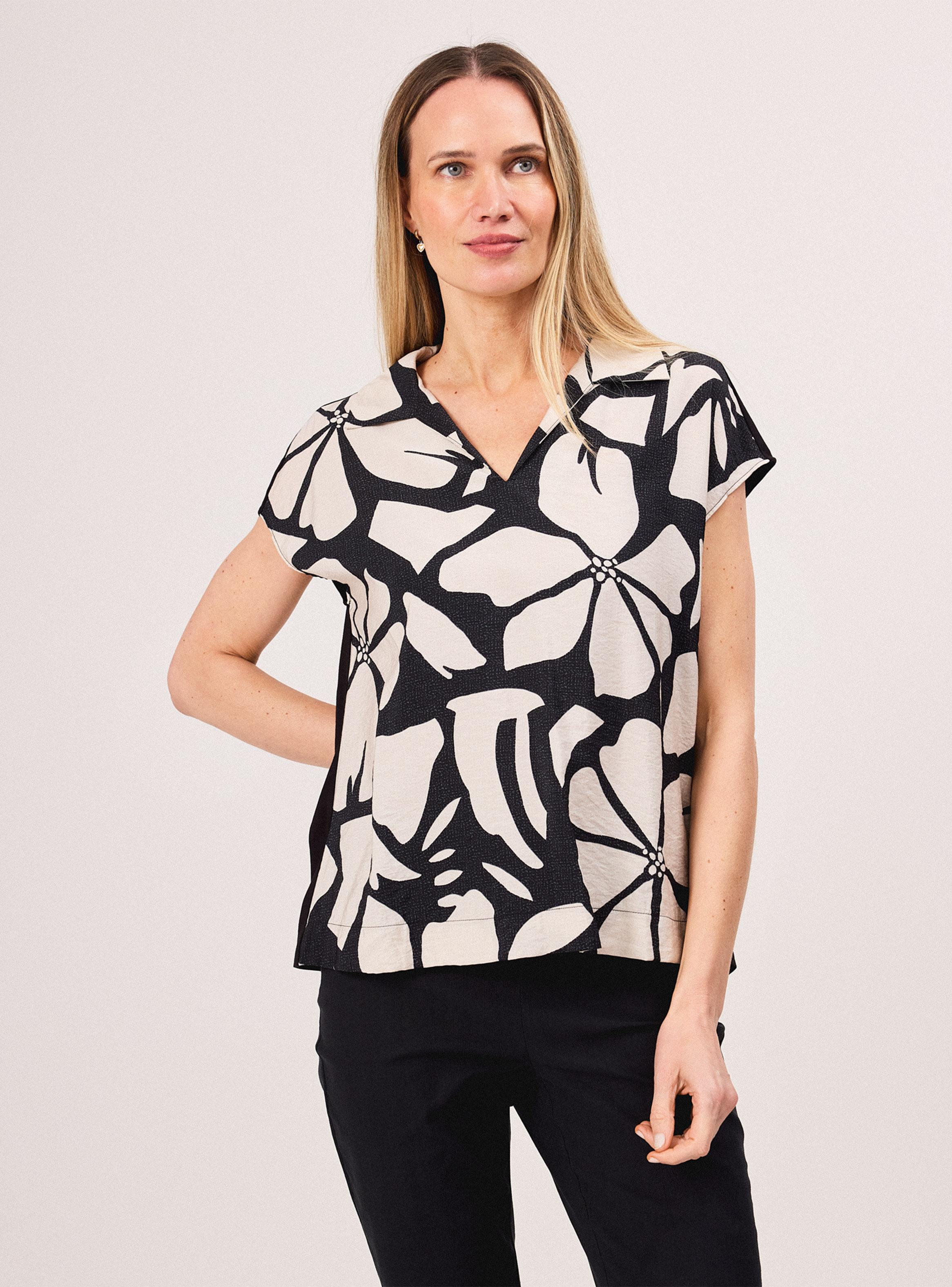 Blusa Estampada Cuello Camisero-0