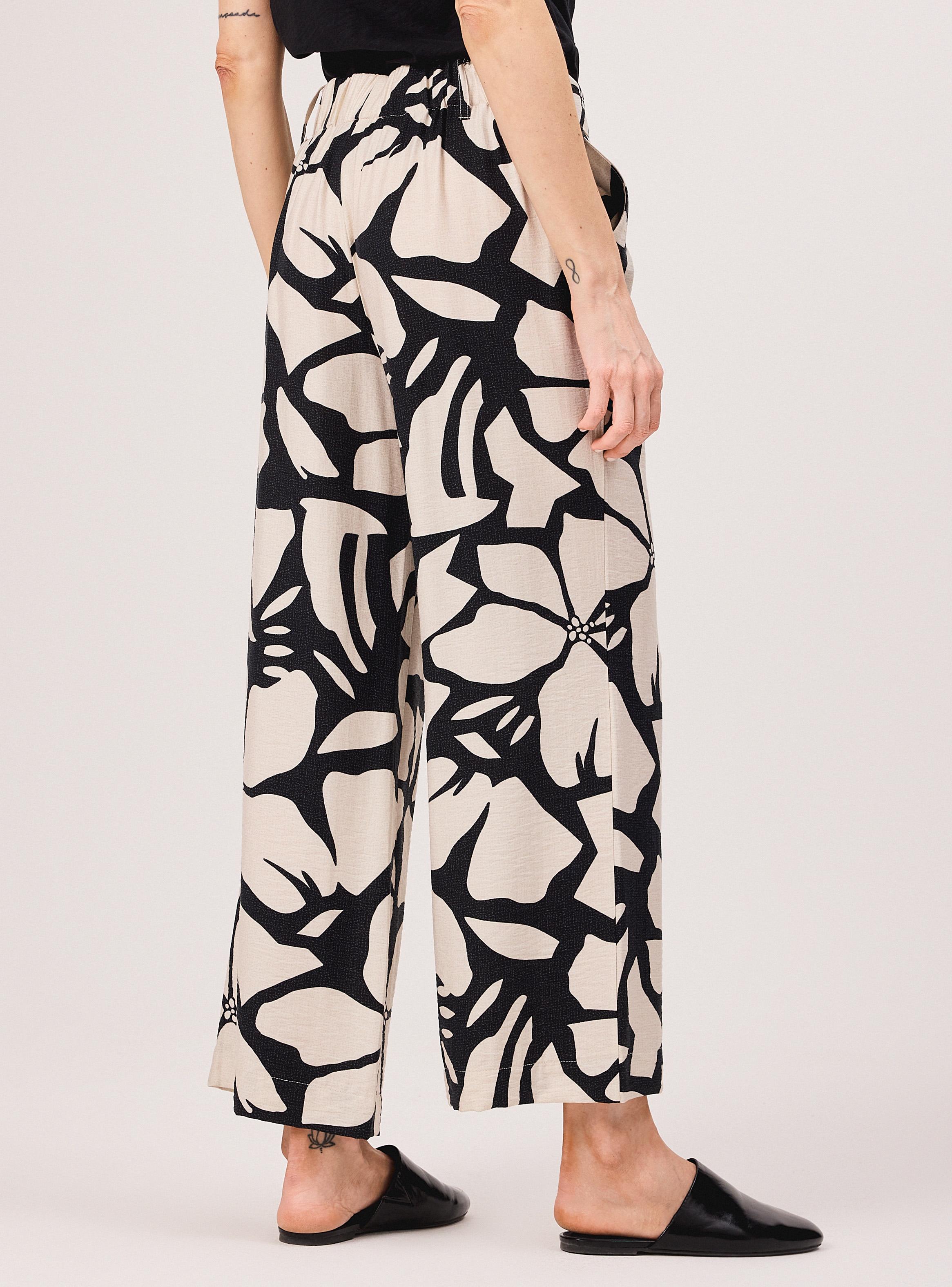 Pantalón Estampado Wide Leg Tiro Alto-1