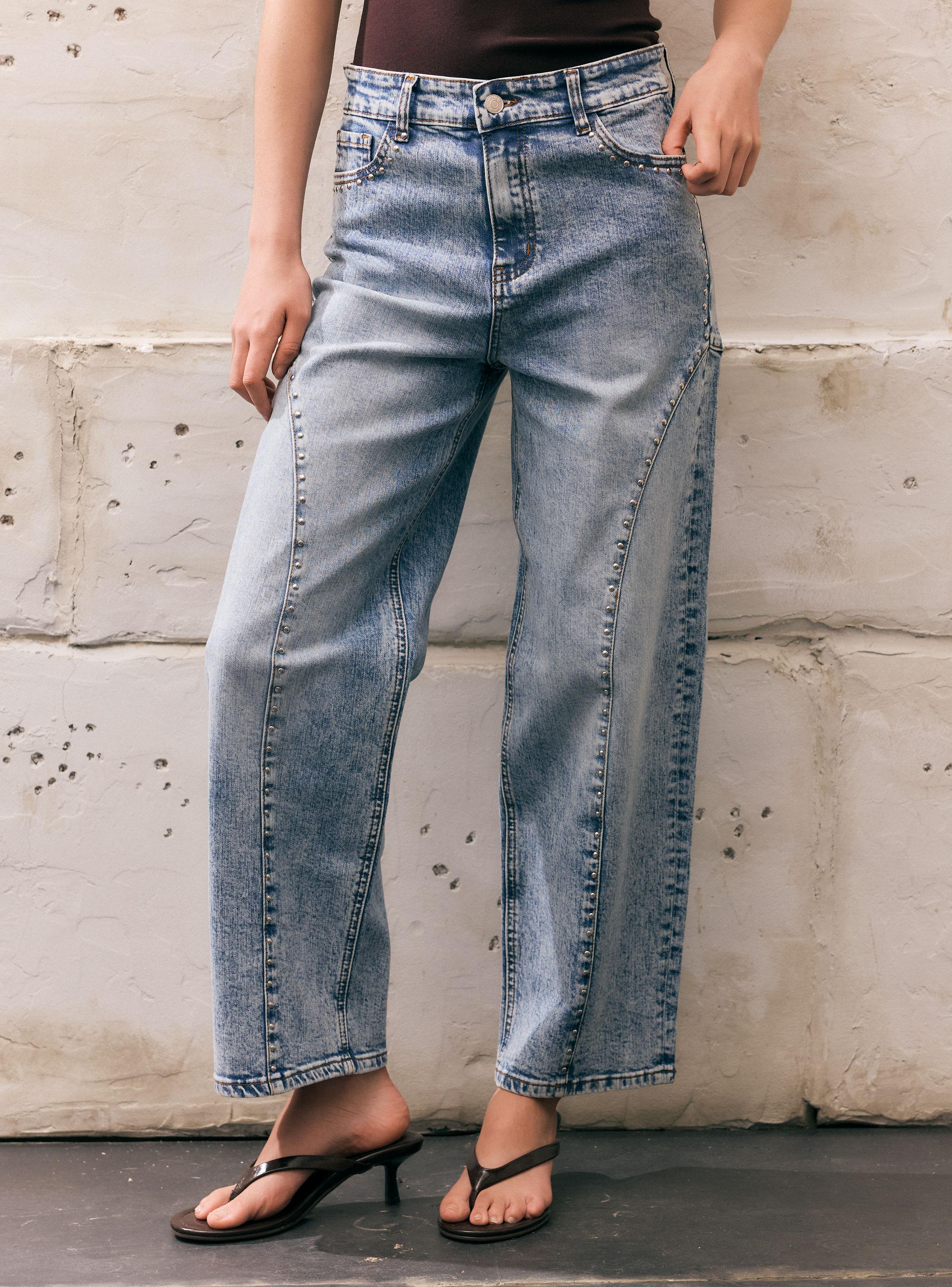 Jeans Barrel con Tachas-0