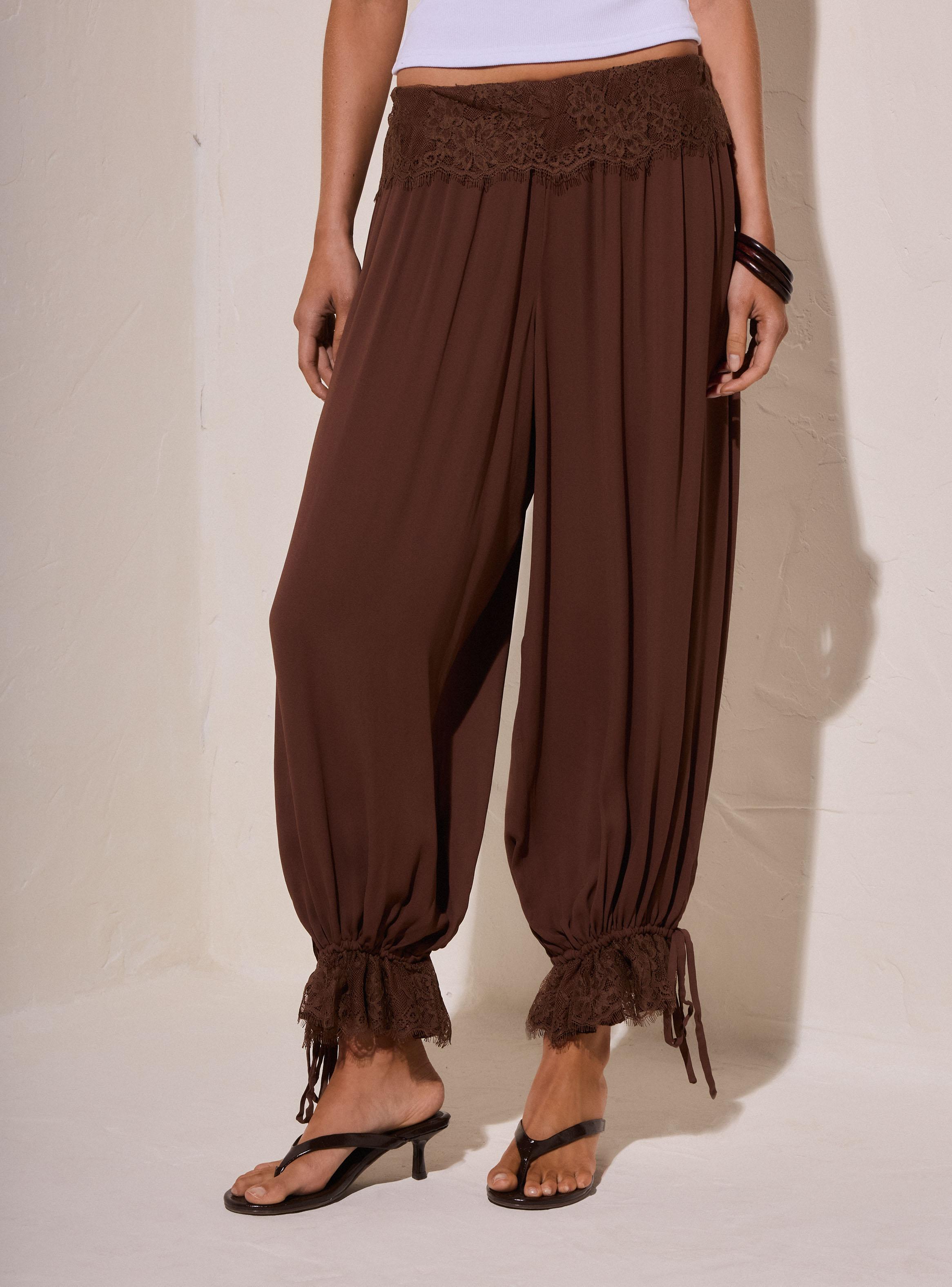 Pantalón Balloon Fluido con Encaje Colección María Pombo-0