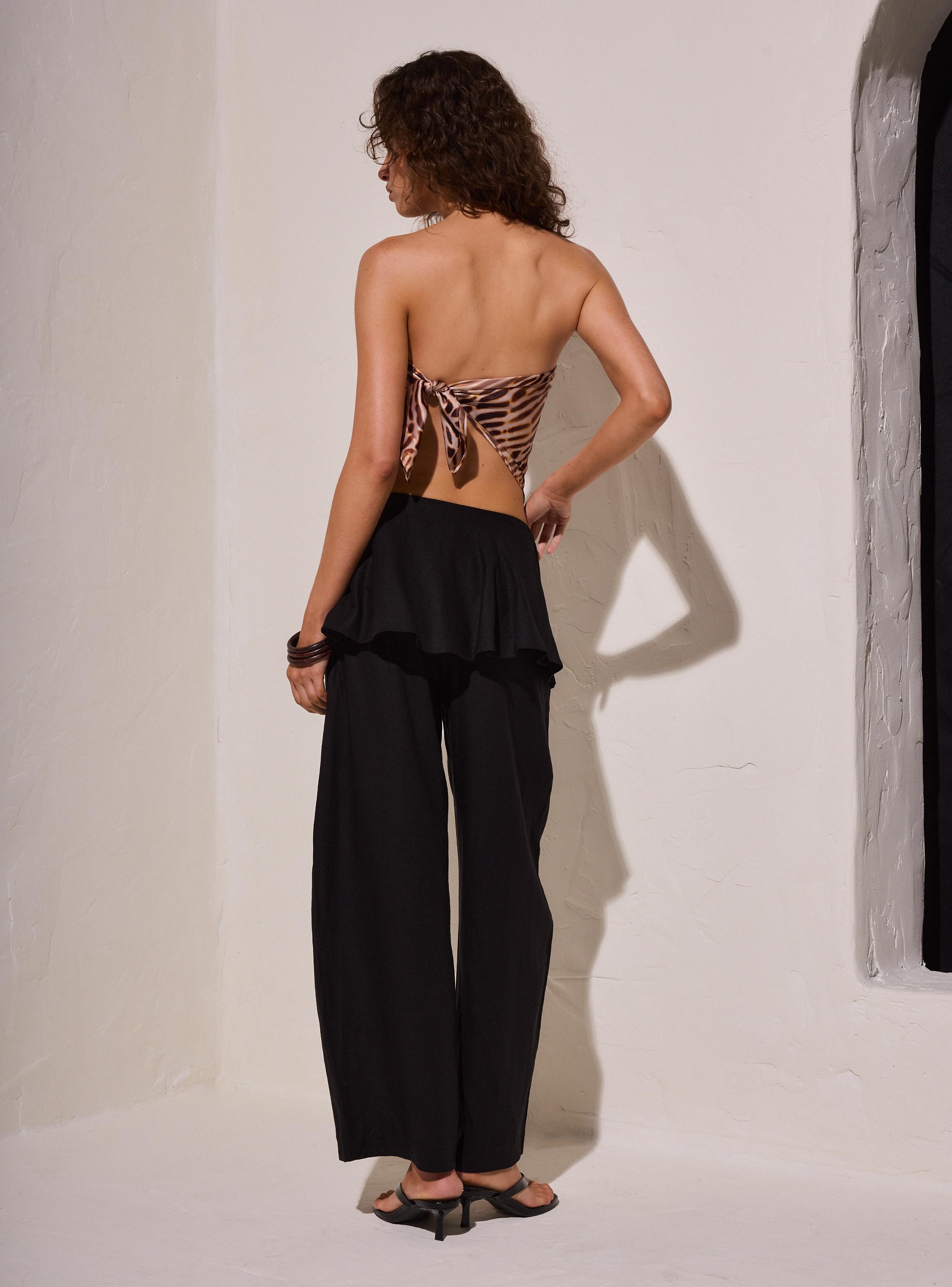 Pantalón Balloon de Lino con Peplum Colección María Pombo-5