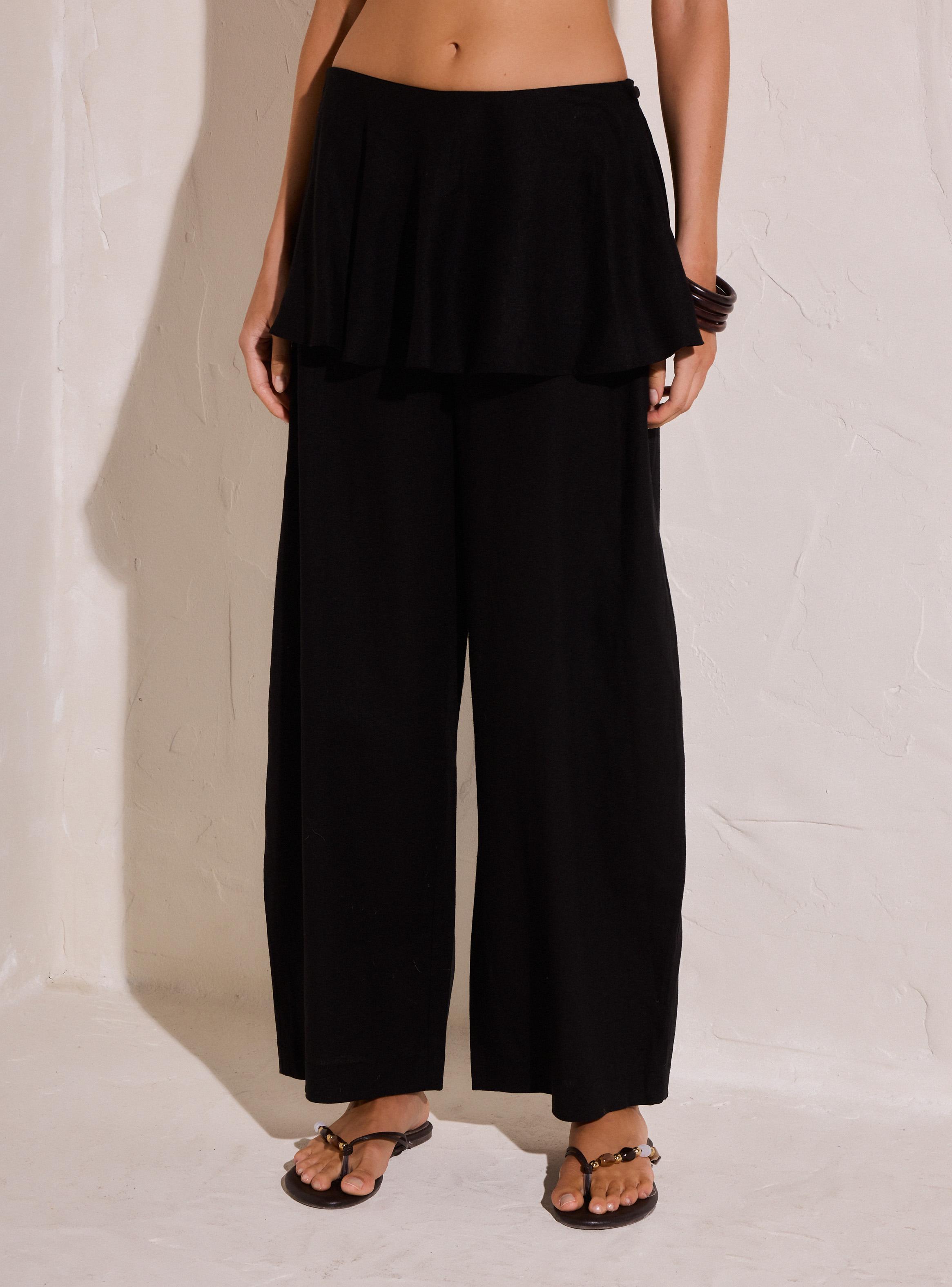 Pantalón Balloon de Lino con Peplum Colección María Pombo-0