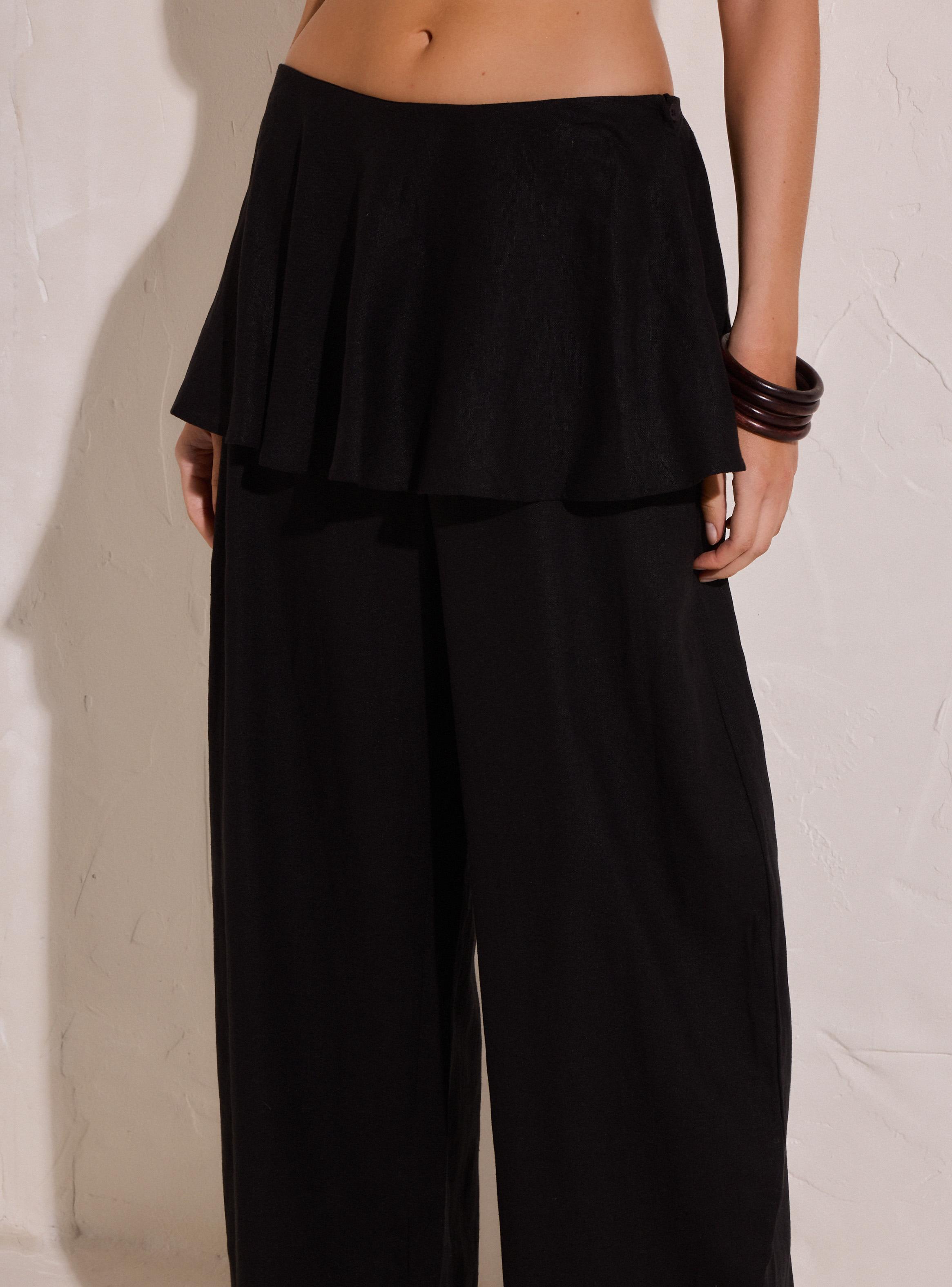 Pantalón Balloon de Lino con Peplum Colección María Pombo-2