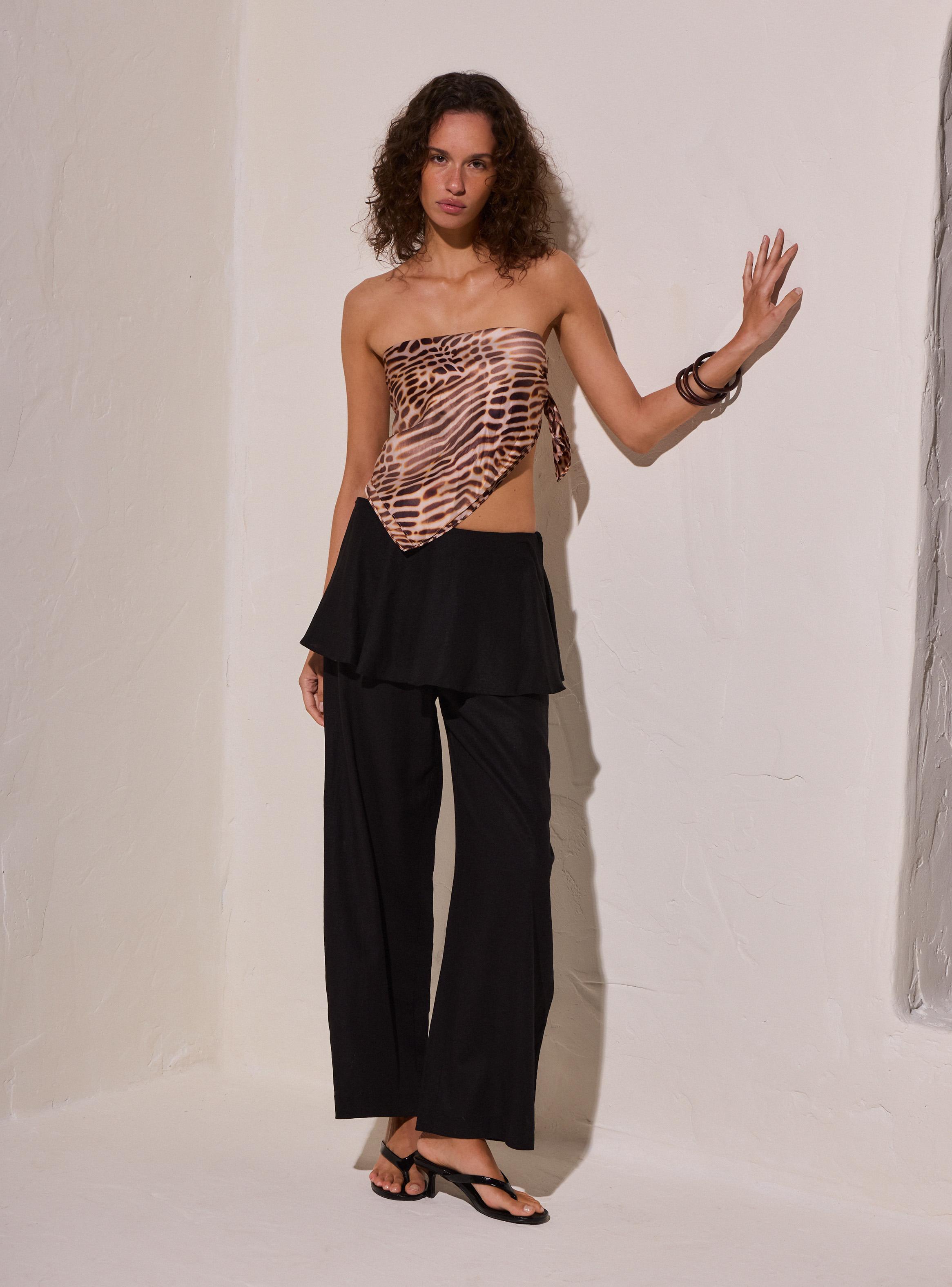 Pantalón Balloon de Lino con Peplum Colección María Pombo-4