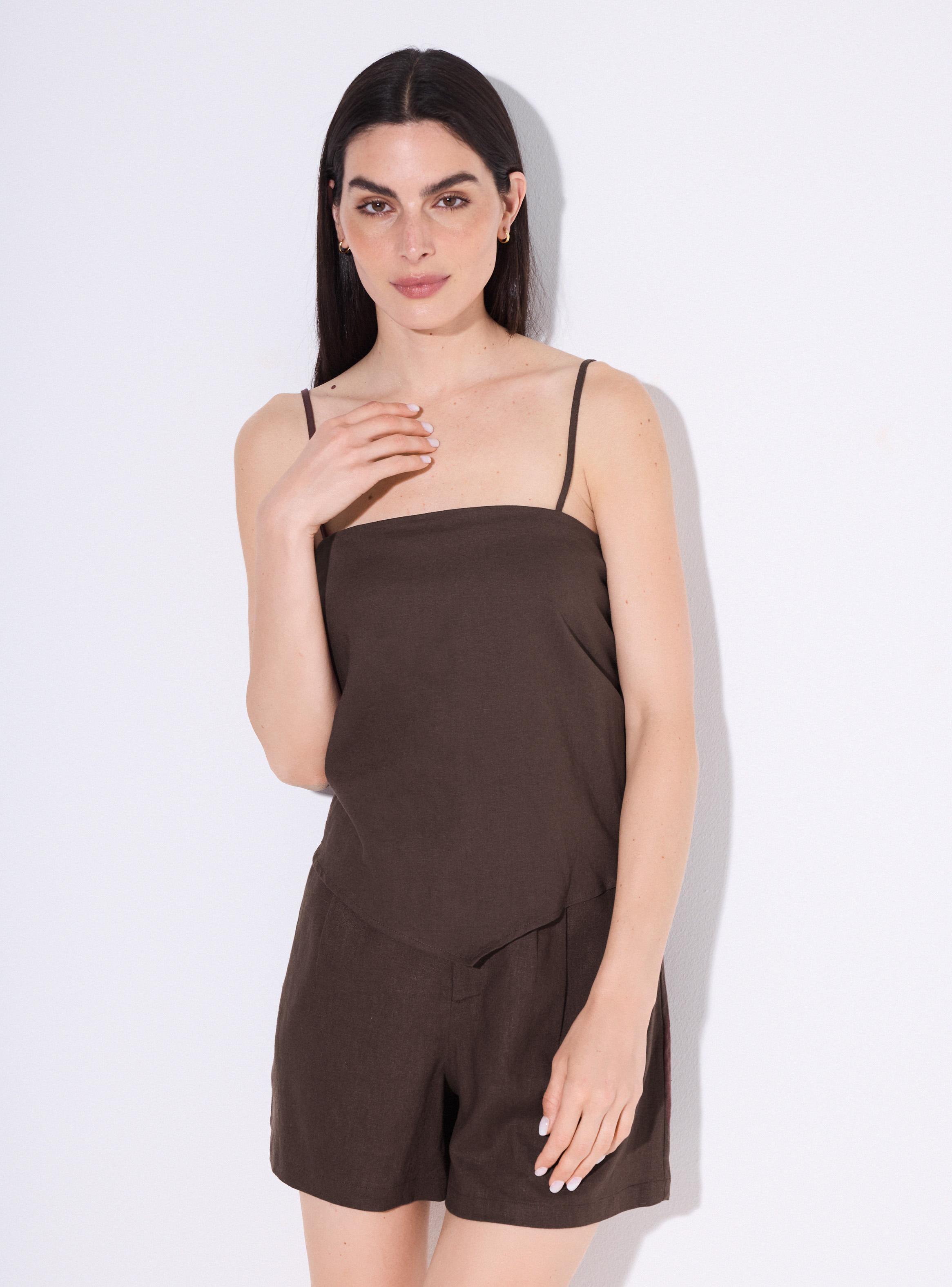 Blusa Lino Tipo Pañuelo con Amarra-0