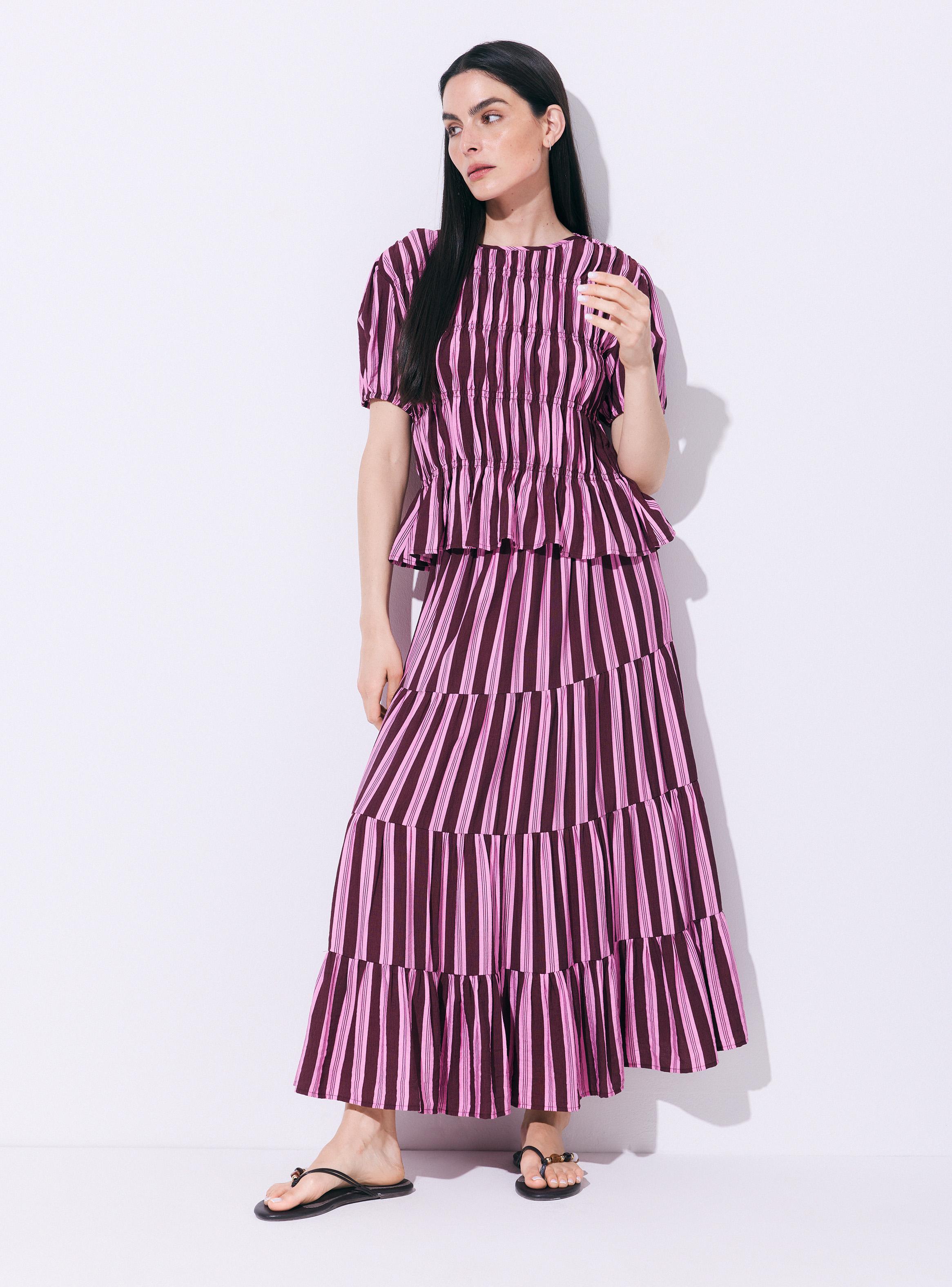 Blusa Manga Corta Estampada con Frunces Elásticos-4