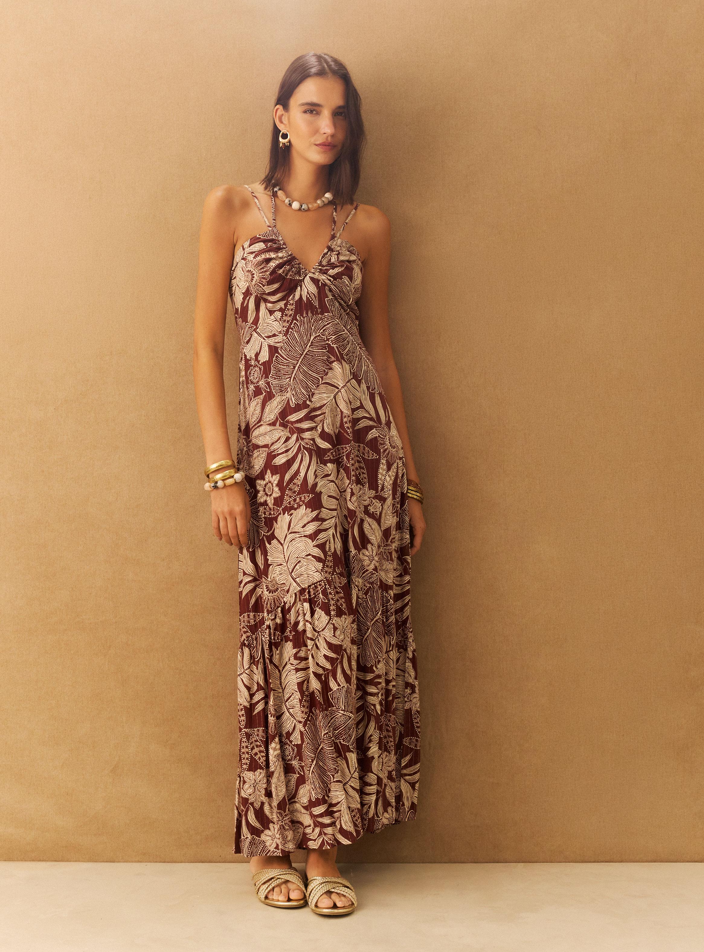 Vestido Estampado Lúrex Panal de Abeja Pieza Espalda-0