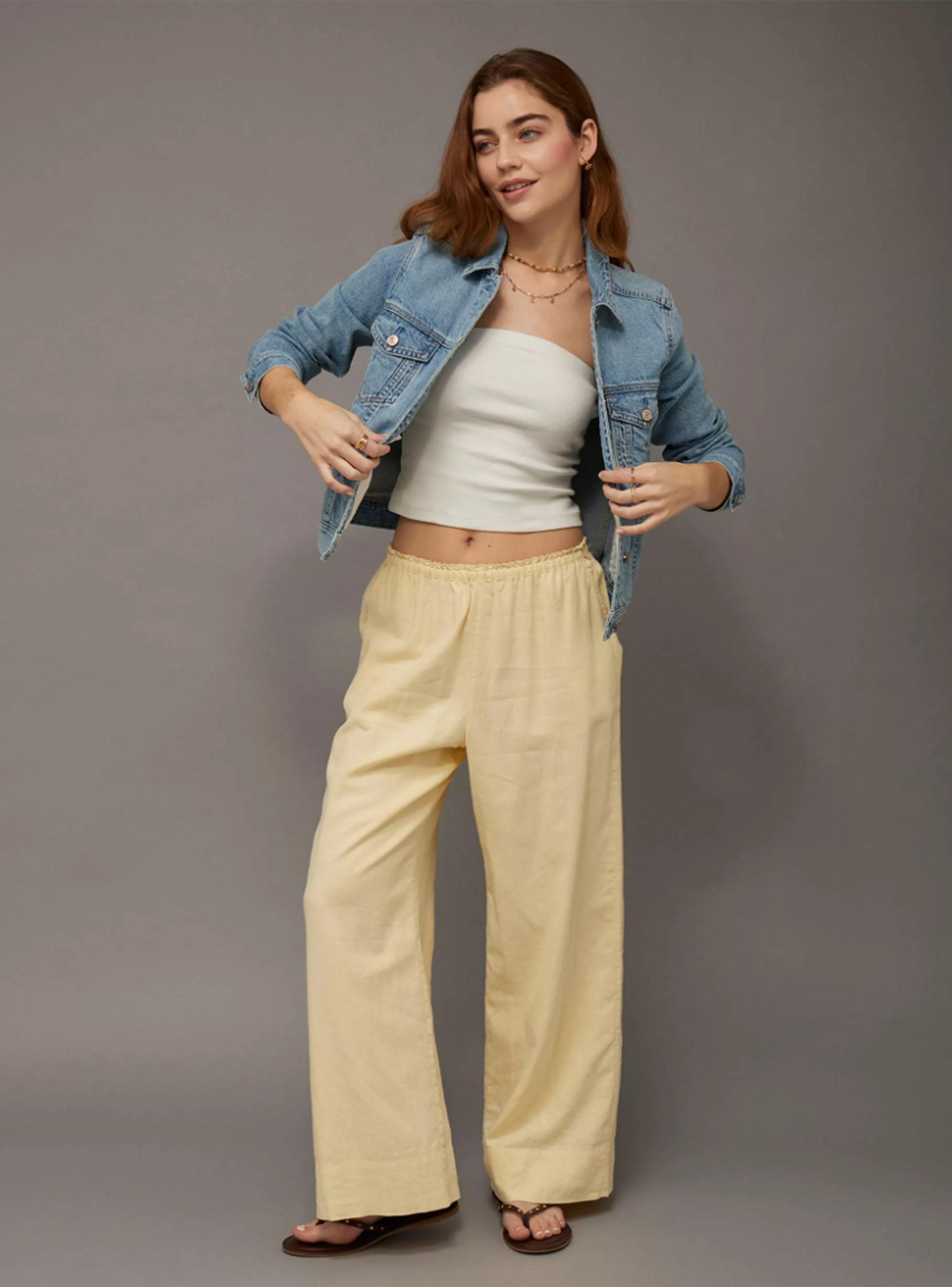 Pantalón Ae Wide-Leg de Mezcla de Lino-4