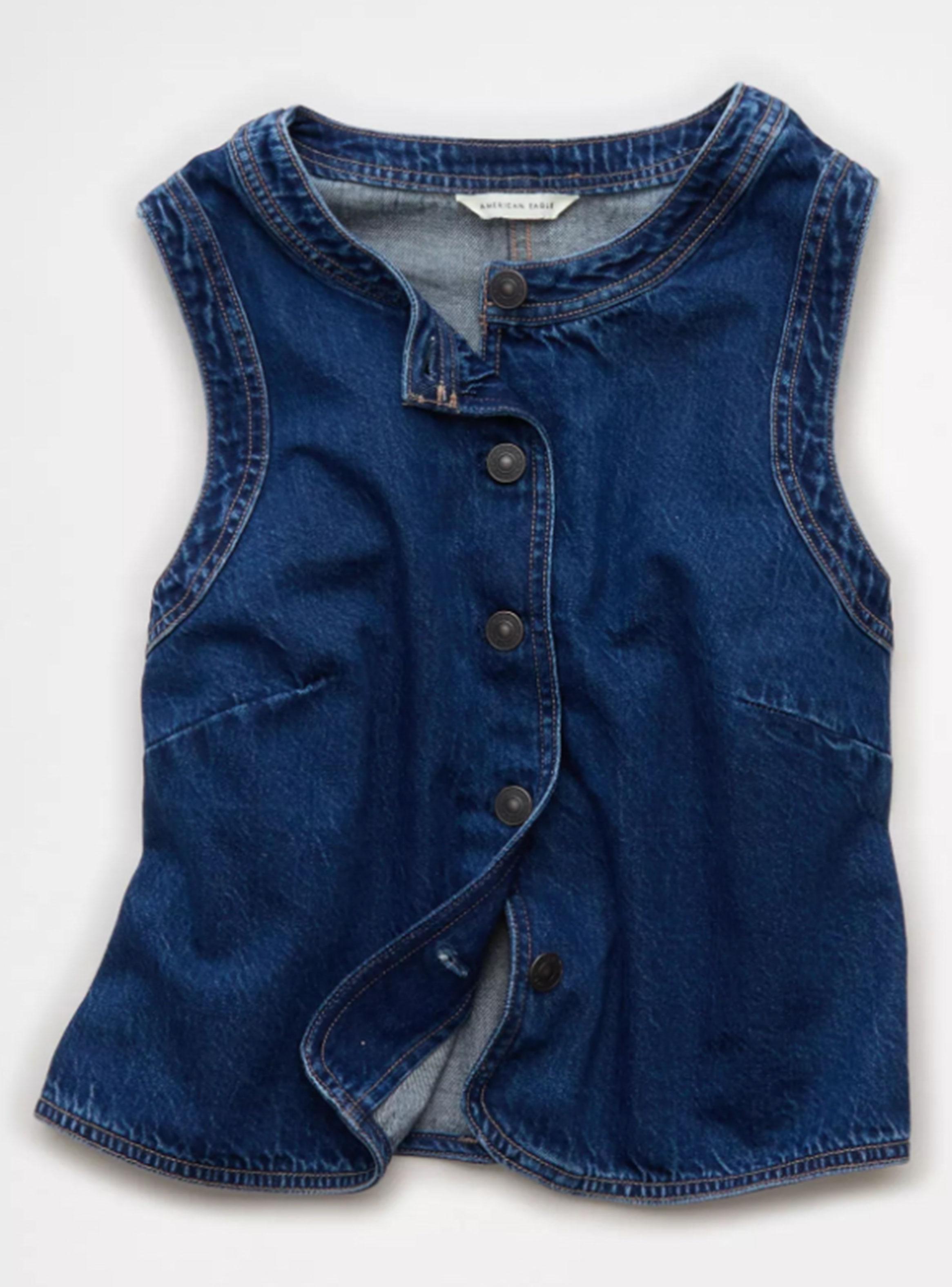 Top Denim Vest Escote Redondo-3