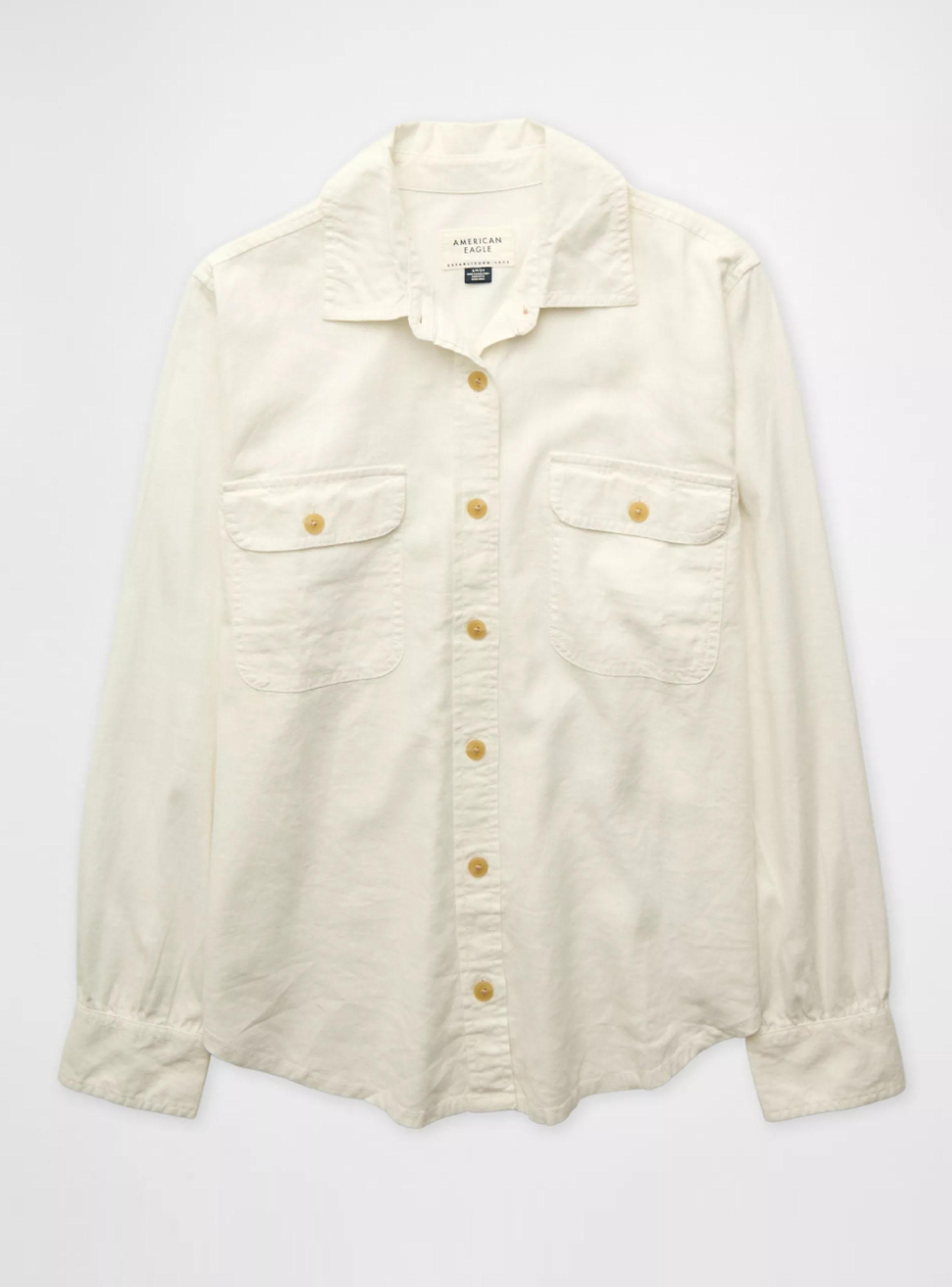 Camisa Ae Bestie de Mezcla de Lino con Botones-2