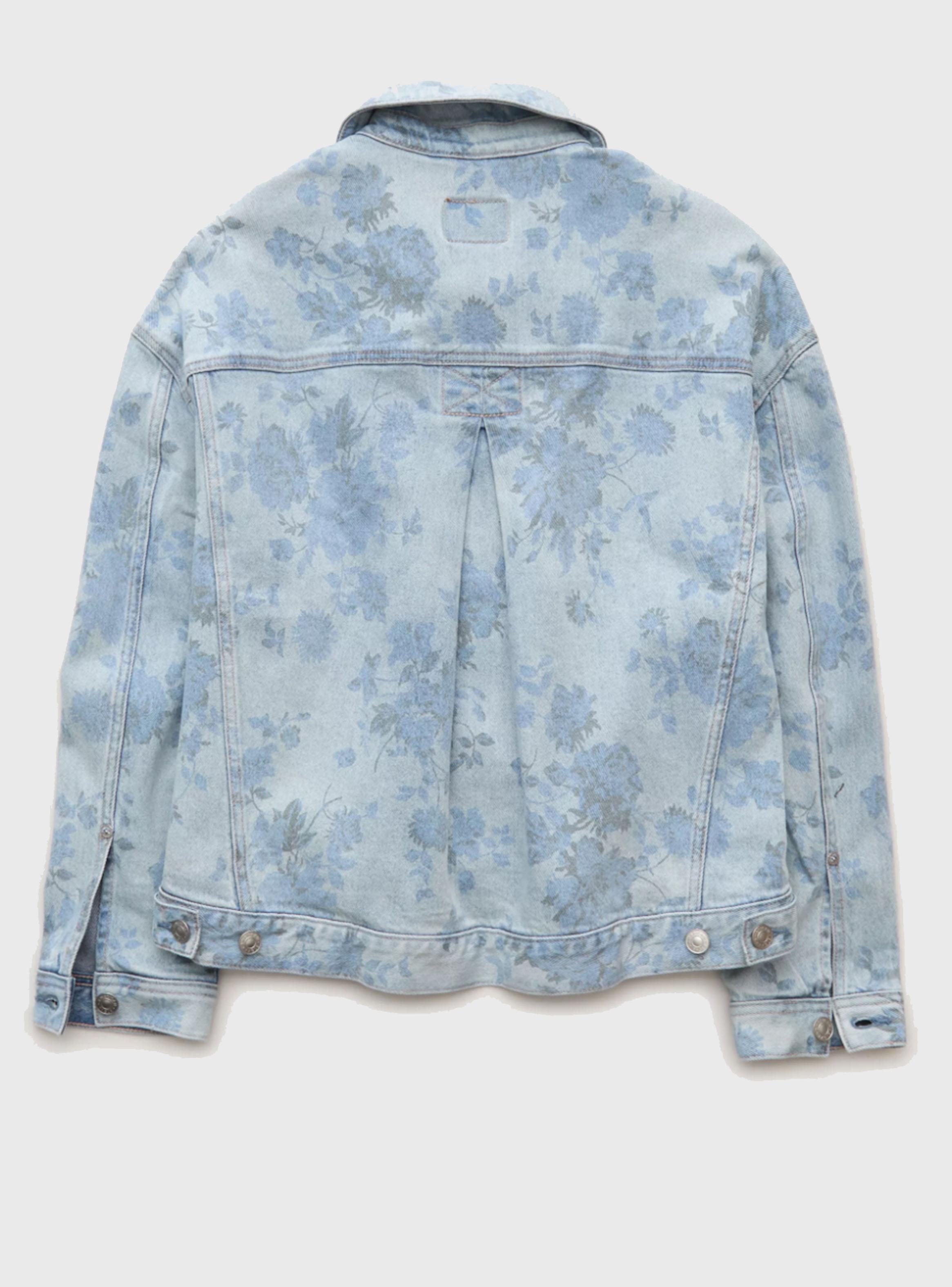 Chaqueta de Denim Holgada con Estampado Floral-3