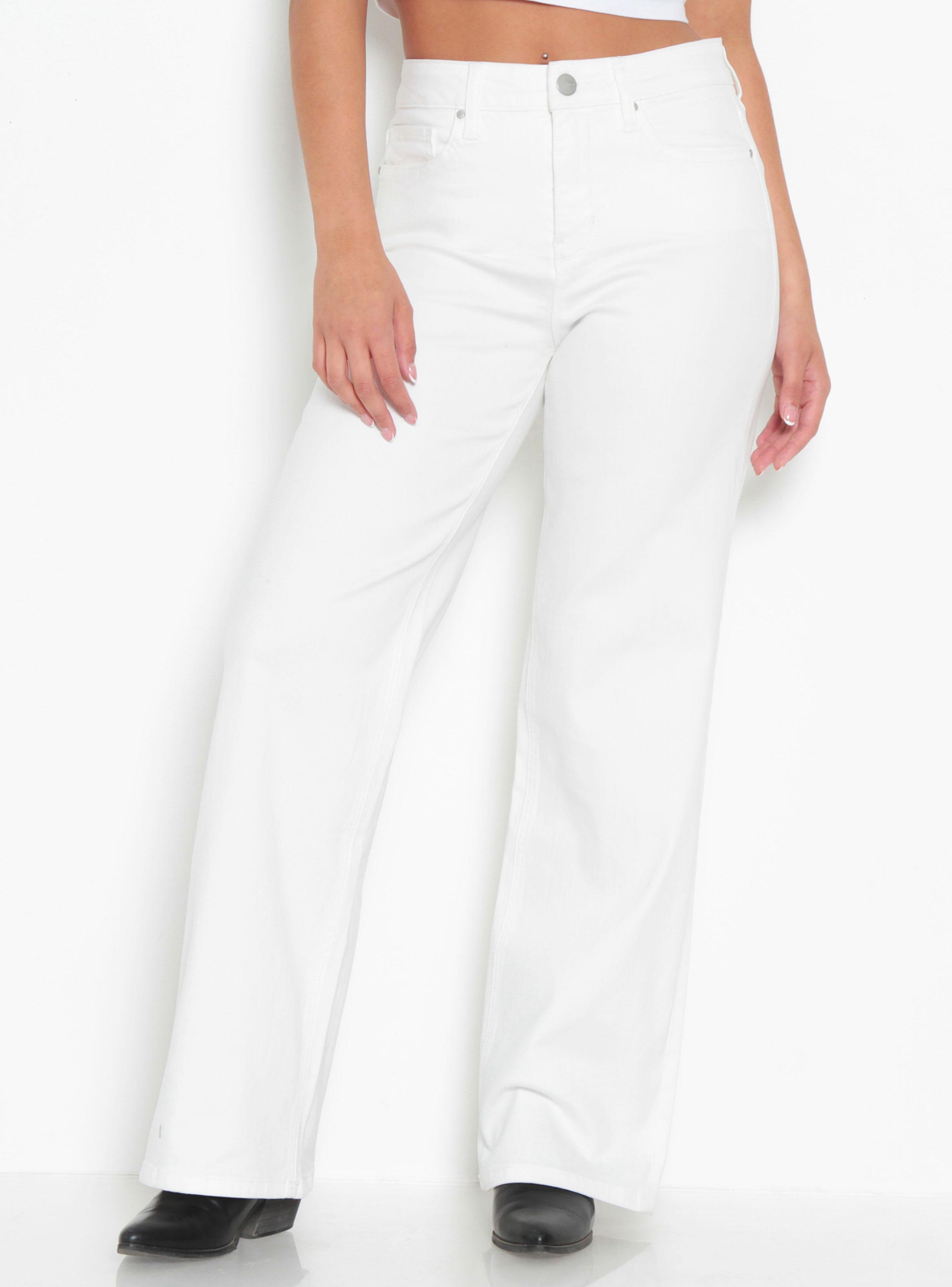 Jeans Color Wide Leg Tiro Alto Pretina Básica-0