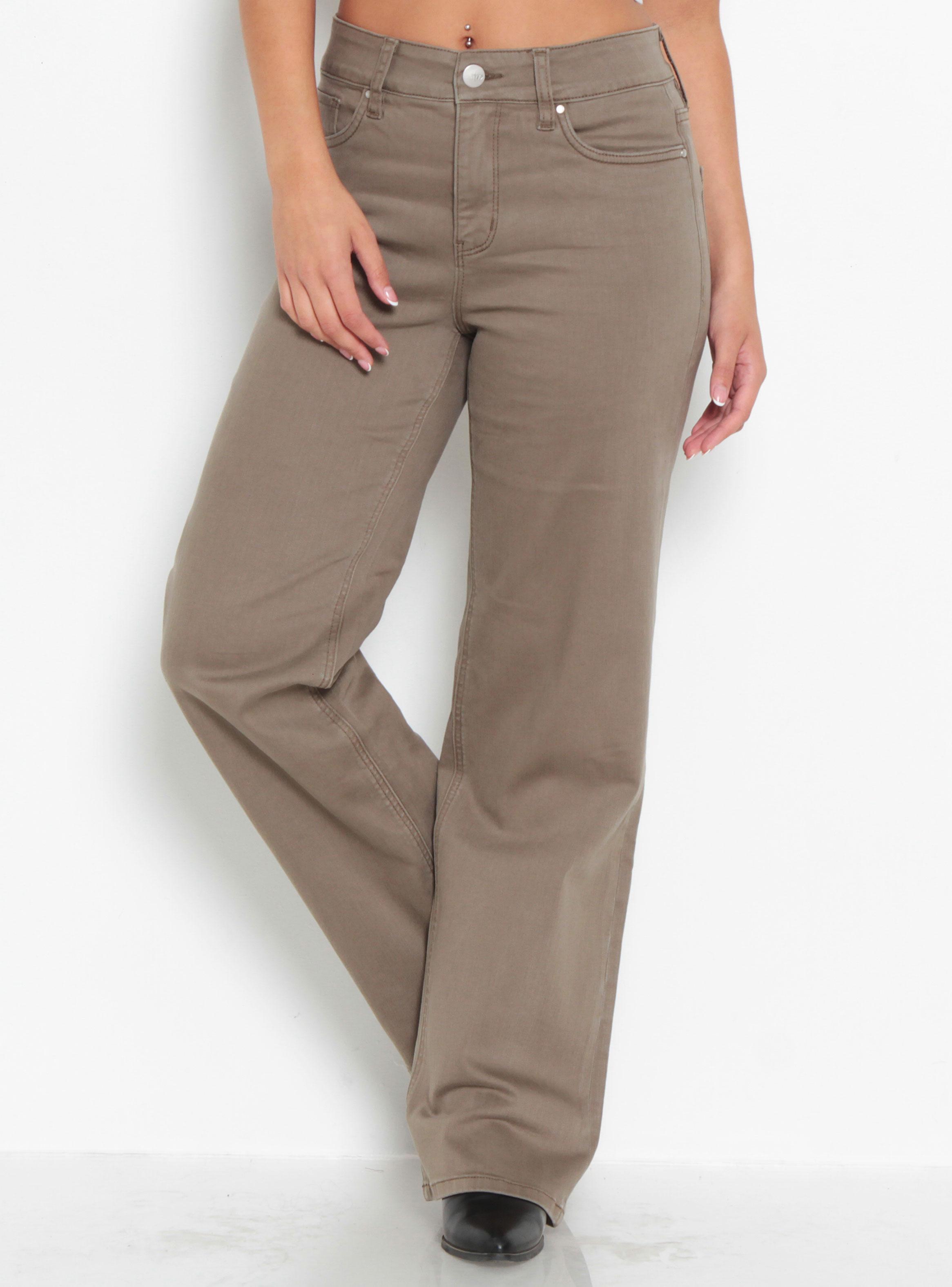 Jeans Color Wide Leg Tiro Alto Pretina Básica-0