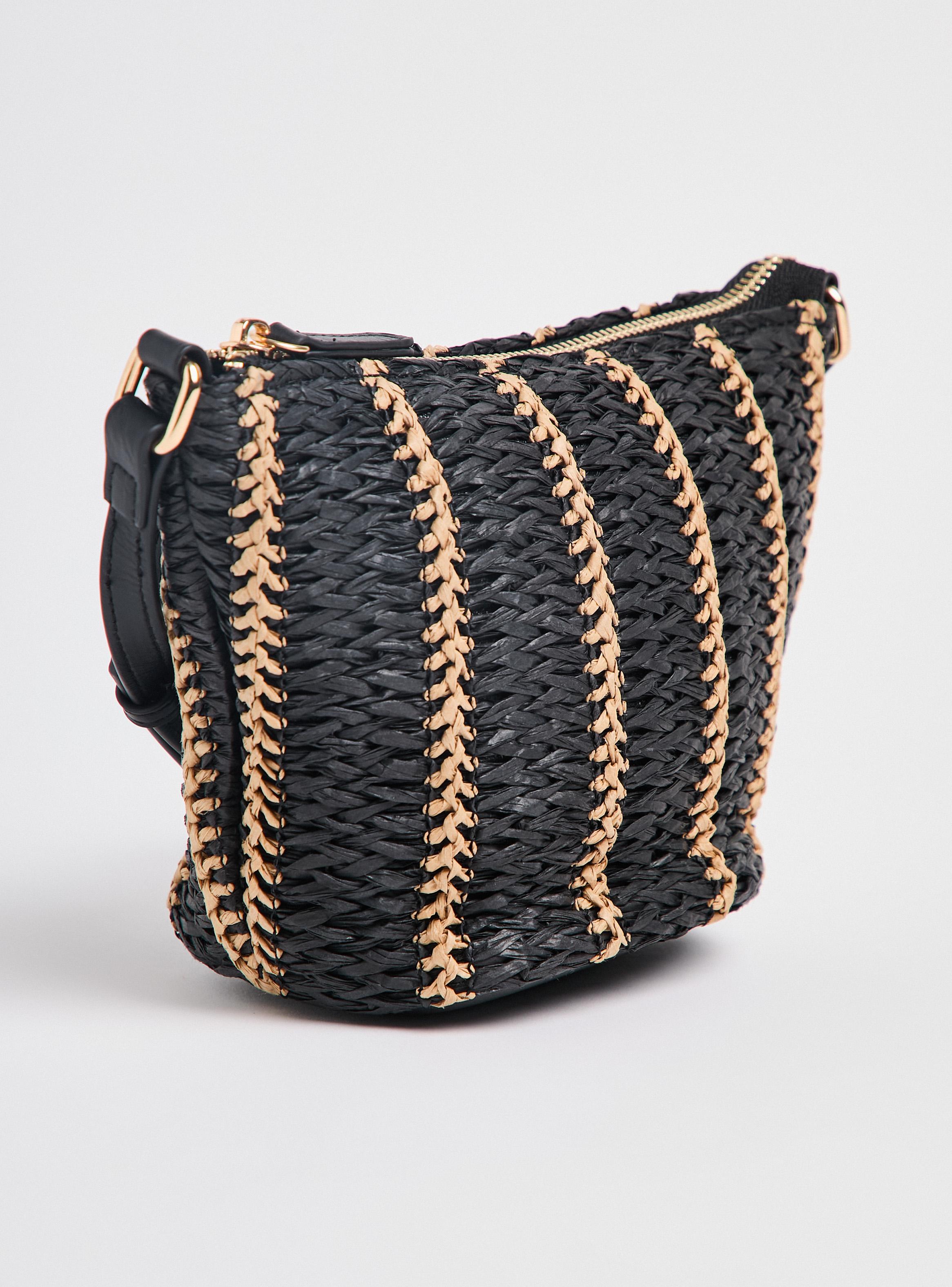 Cartera de Hombro Crossbody Líneas Raffia-1