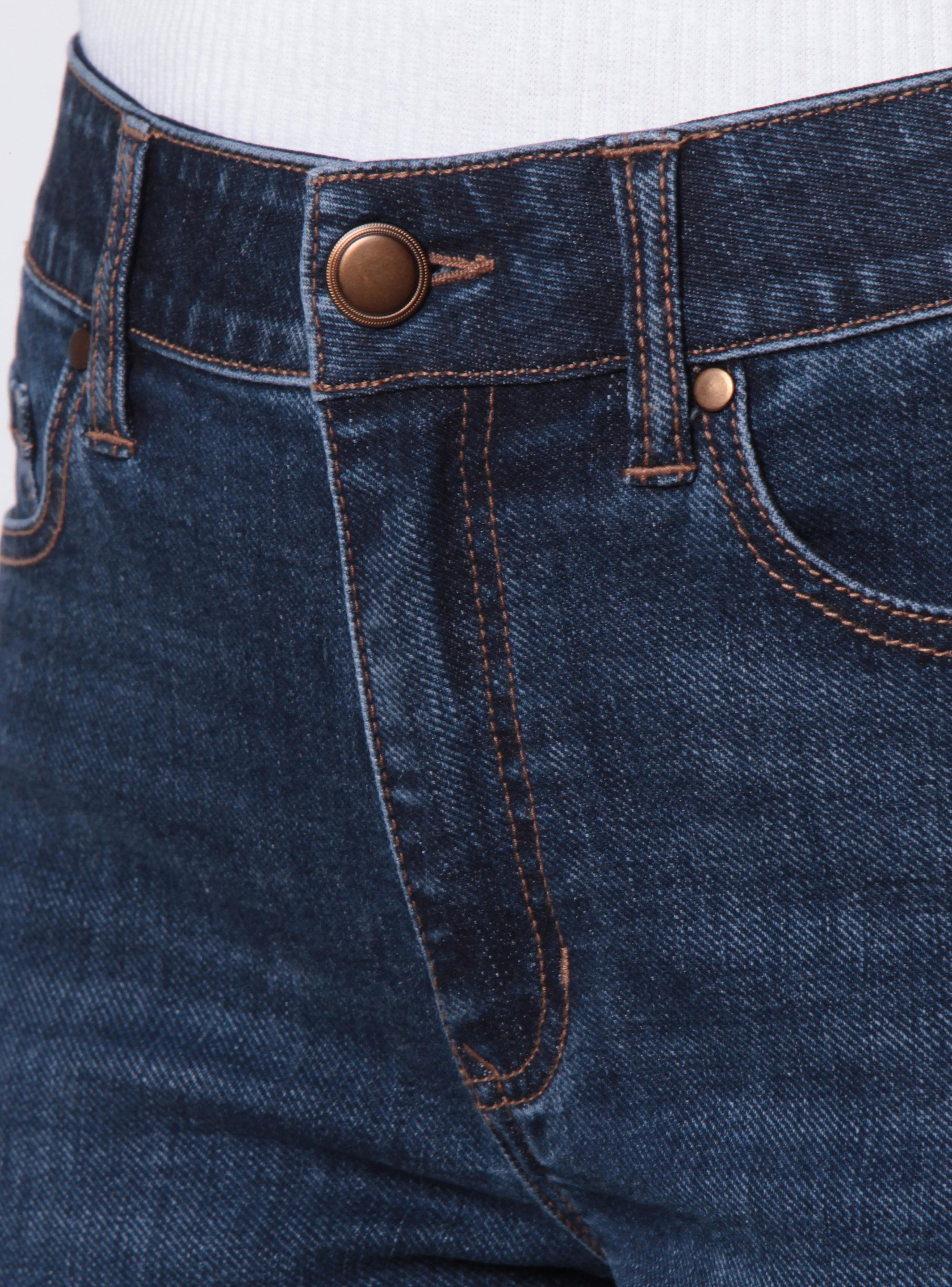 Jeans Recto Roll Up Tiro Alto Pretina Básica con 1 Botón-2