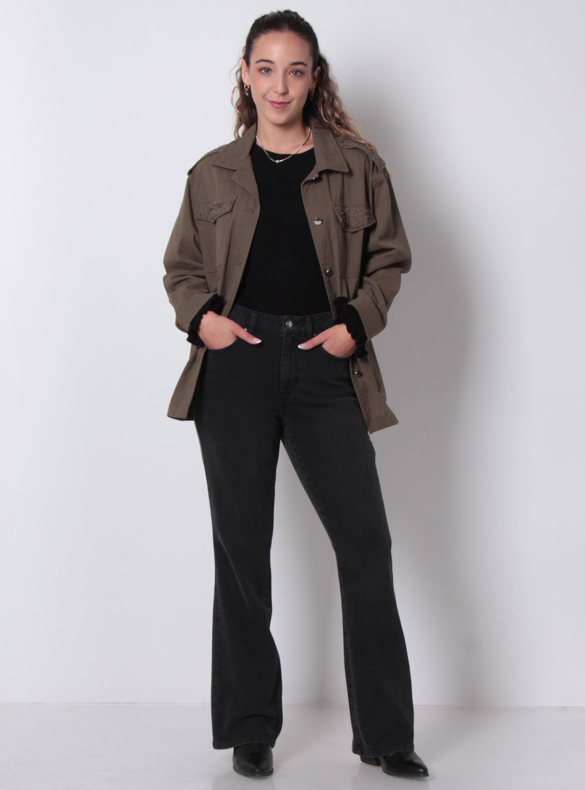 Jeans Recto Bootcut Tiro Alto Pretina Básica 1 Botón-3