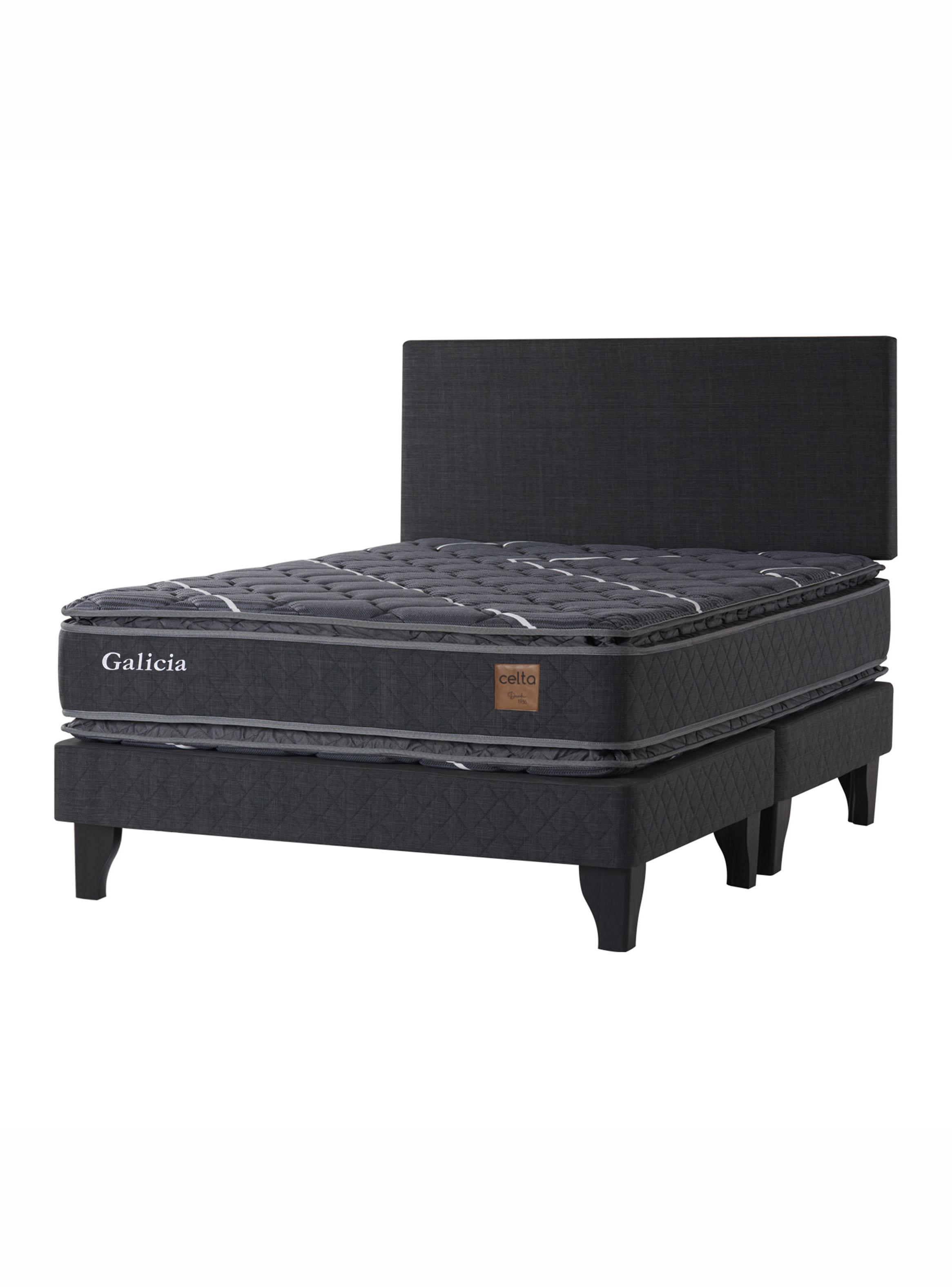 Cama Europea Galicia 2 Plazas x 2 mt Base Dividida + Respaldo-0