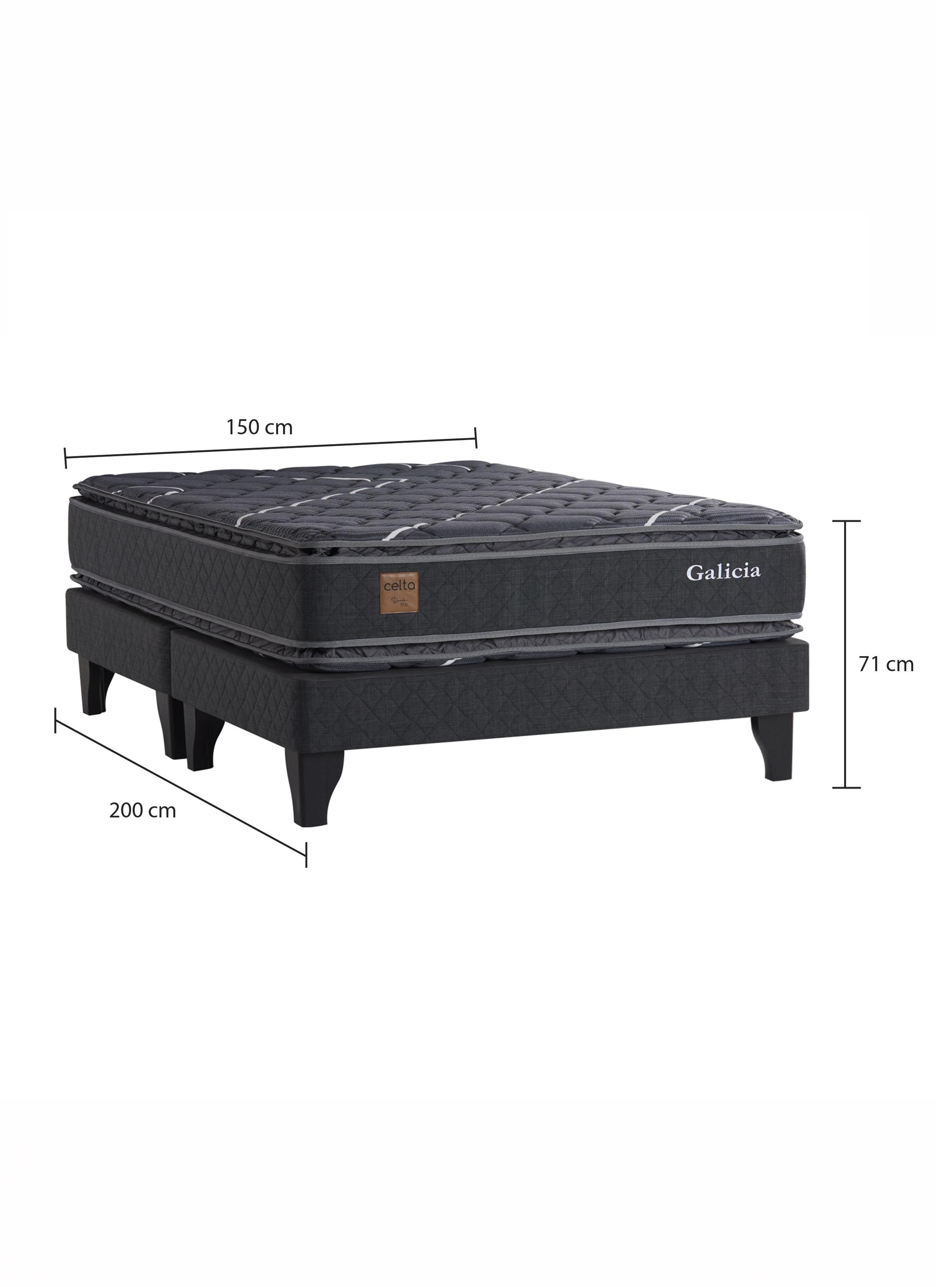 Cama Europea Galicia 2 Plazas x 2 mt Base Dividida + Respaldo-1