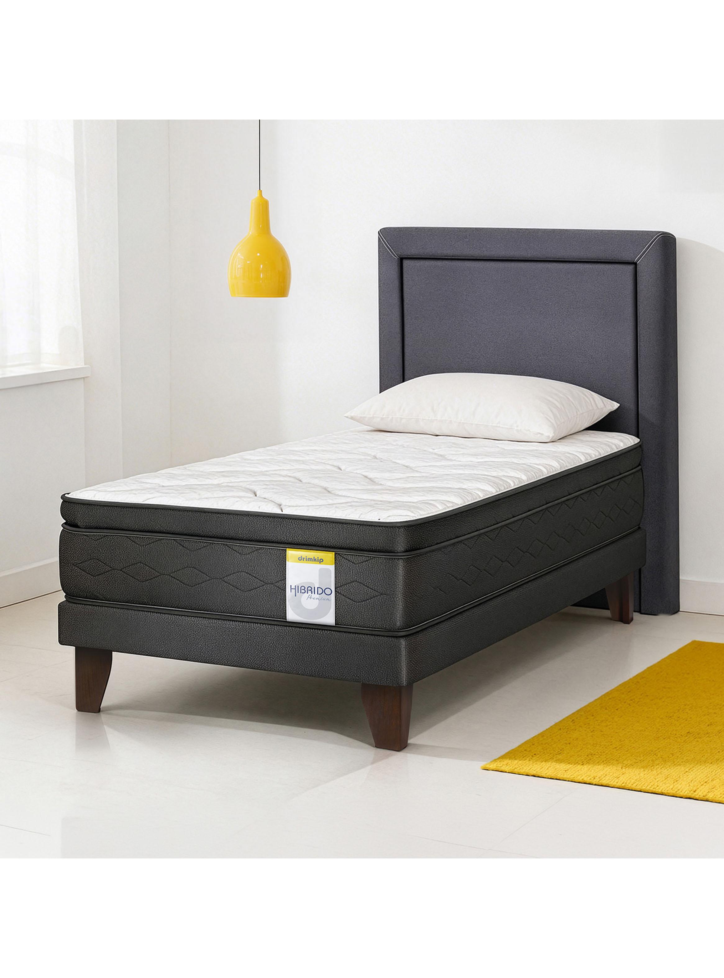 Cama Europea Híbrido Premium 1.5 Plazas(105x200) Base Normal + Resplado-5