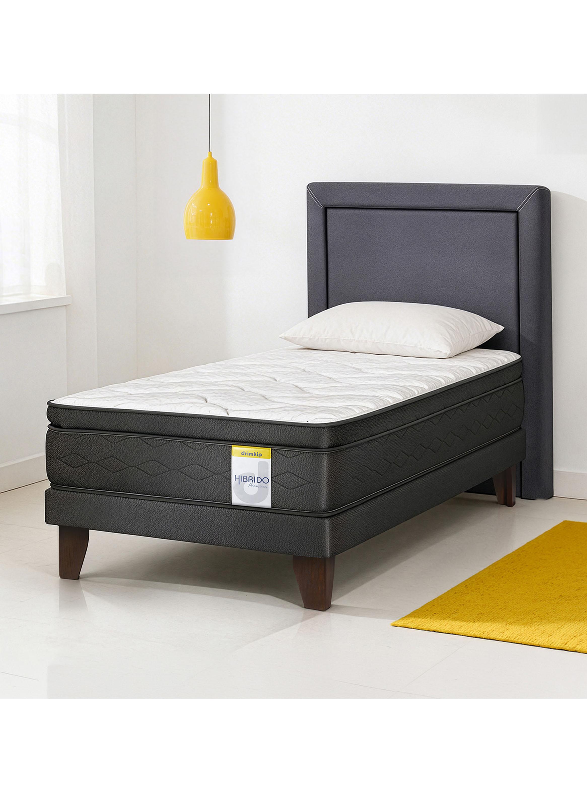 Cama Europea Híbrido Premium 1 Plaza (90x200) Base Normal + Resplado-5