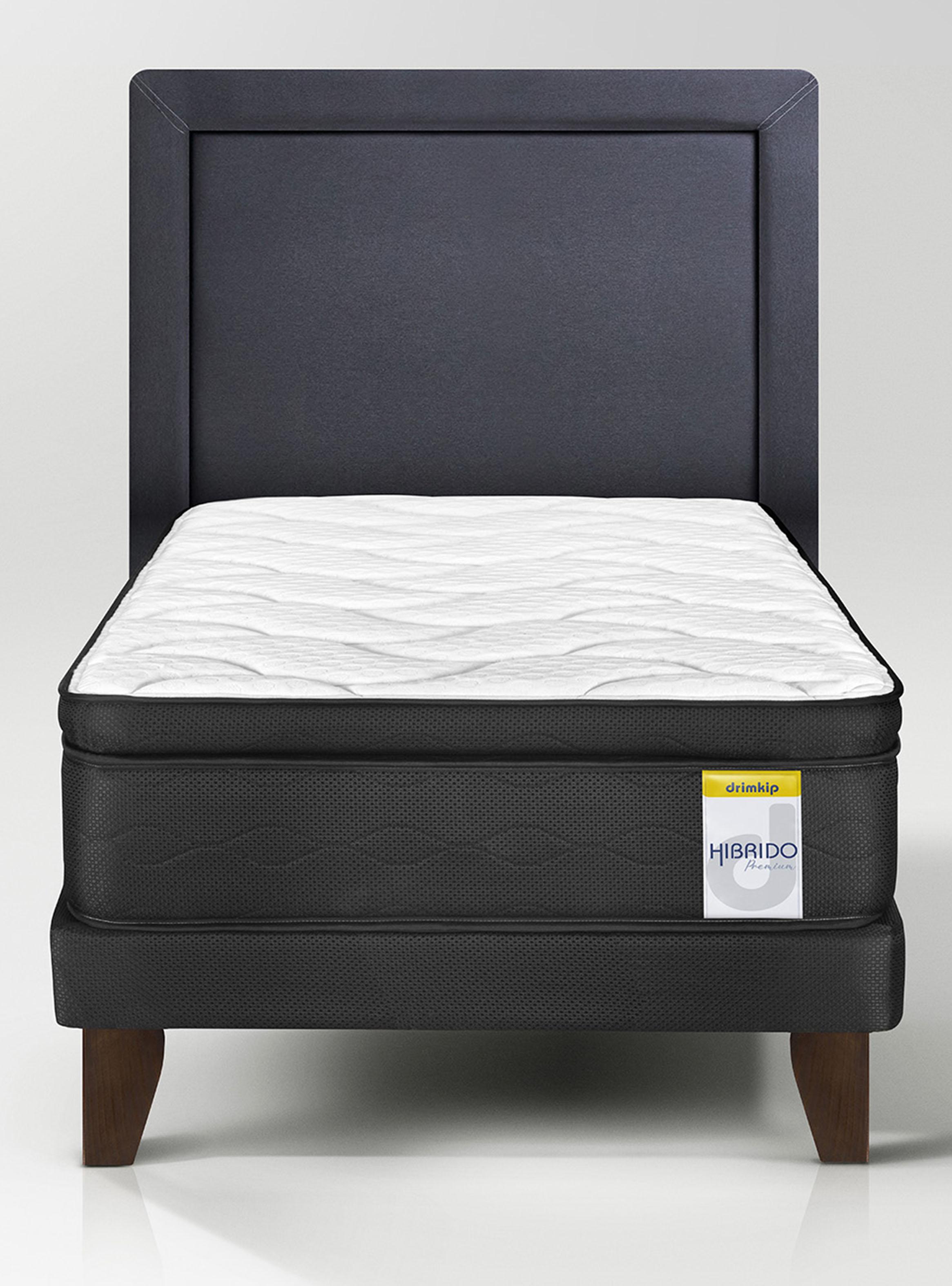 Cama Europea Híbrido Premium 1 Plaza (90x200) Base Normal + Resplado-1