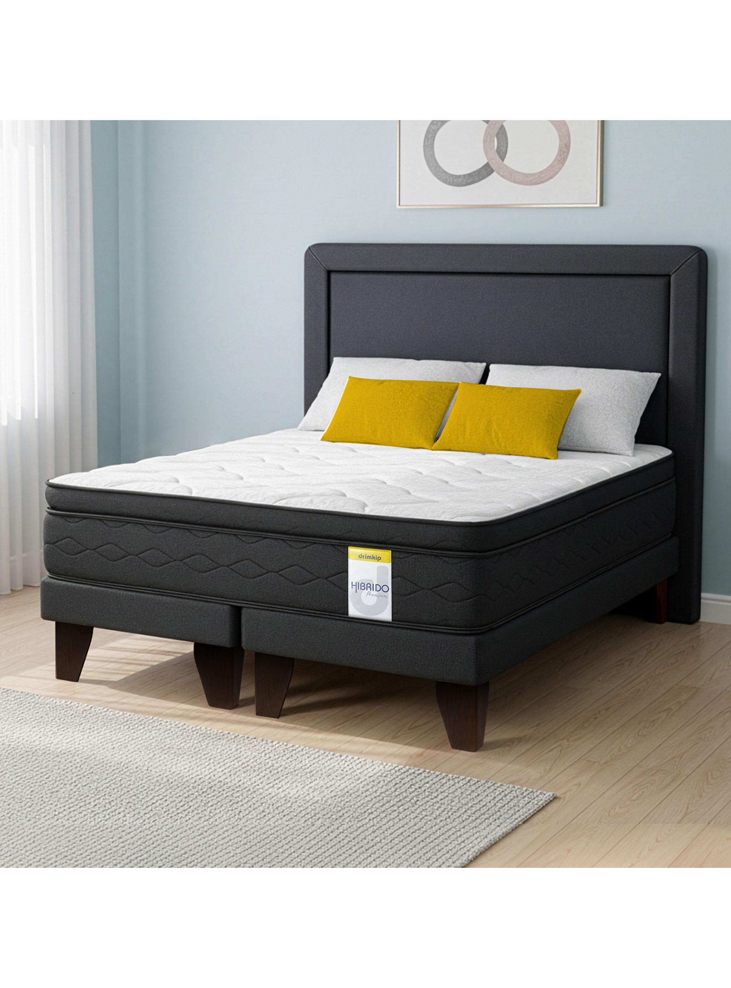 Cama Europea Híbrido Premium Súper King (200x200) Base Dividida + Resplado DK-5
