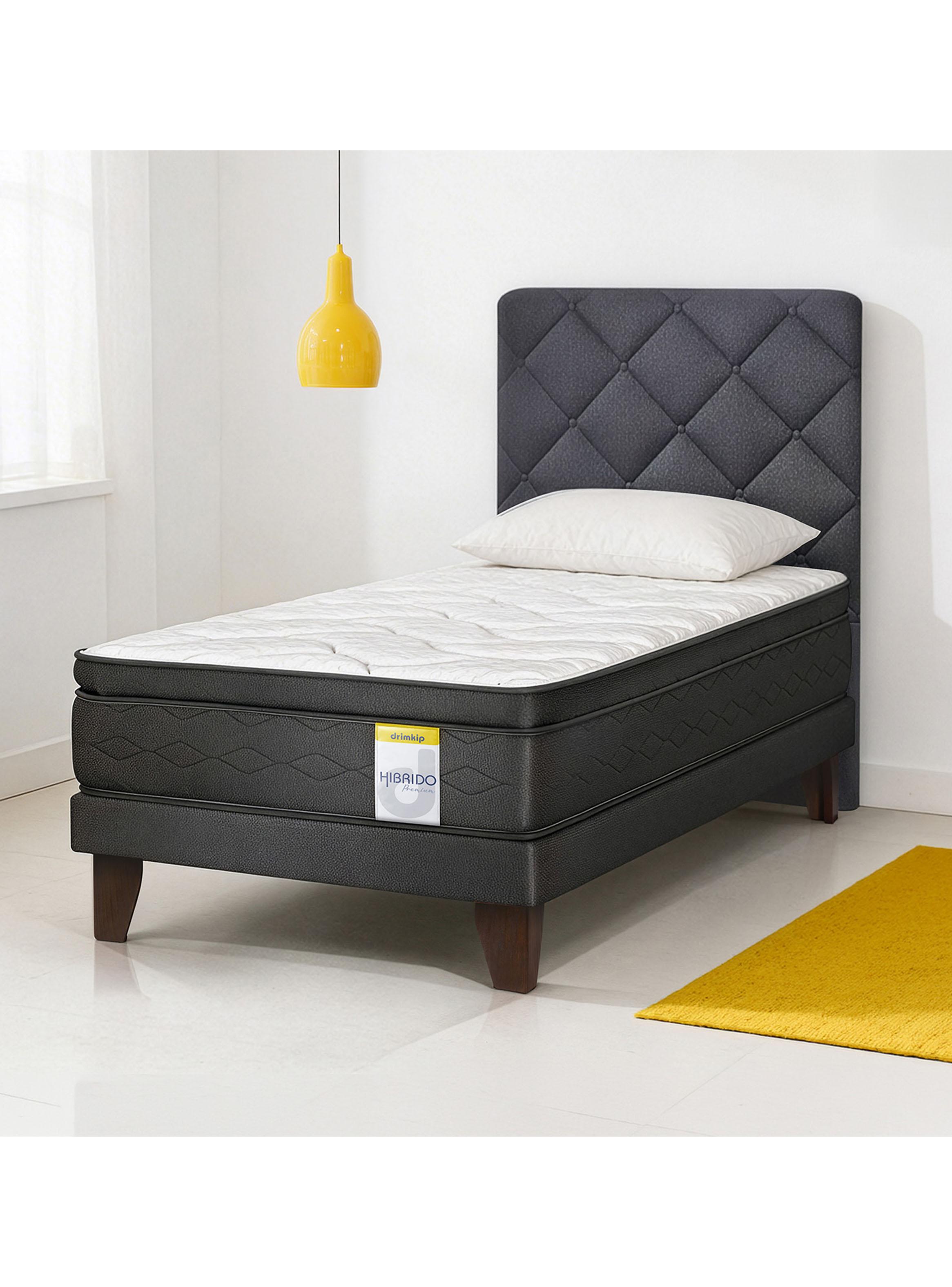 Cama Europea Híbrido Premium 1.5 Plazas(105x200) Base Normal + Resplado Rombo-5