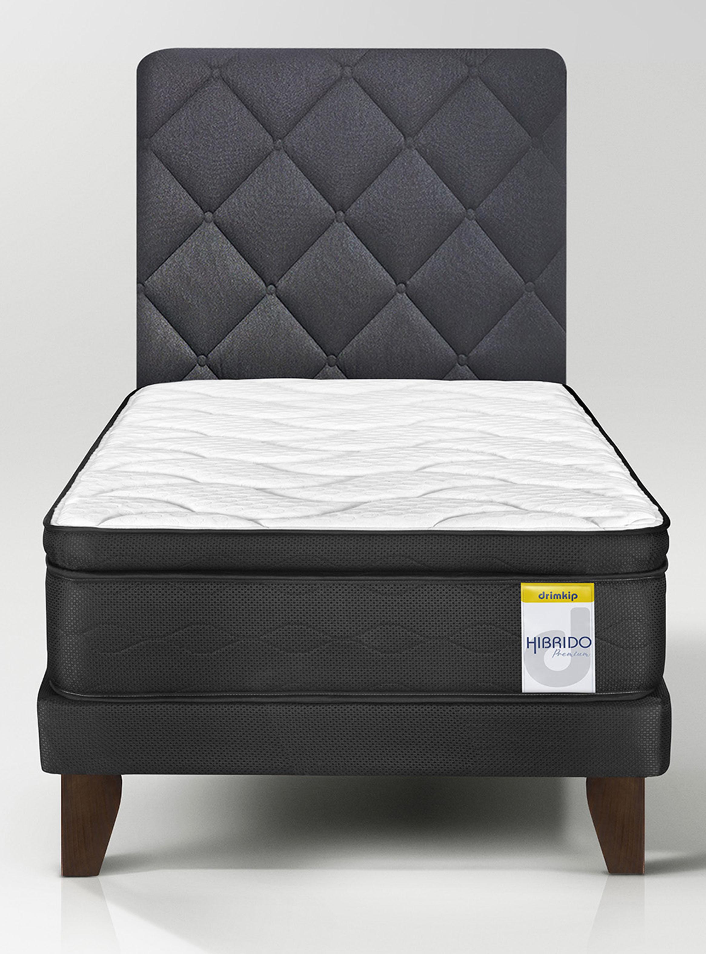 Cama Europea Híbrido Premium 1.5 Plazas(105x200) Base Normal + Resplado Rombo-1