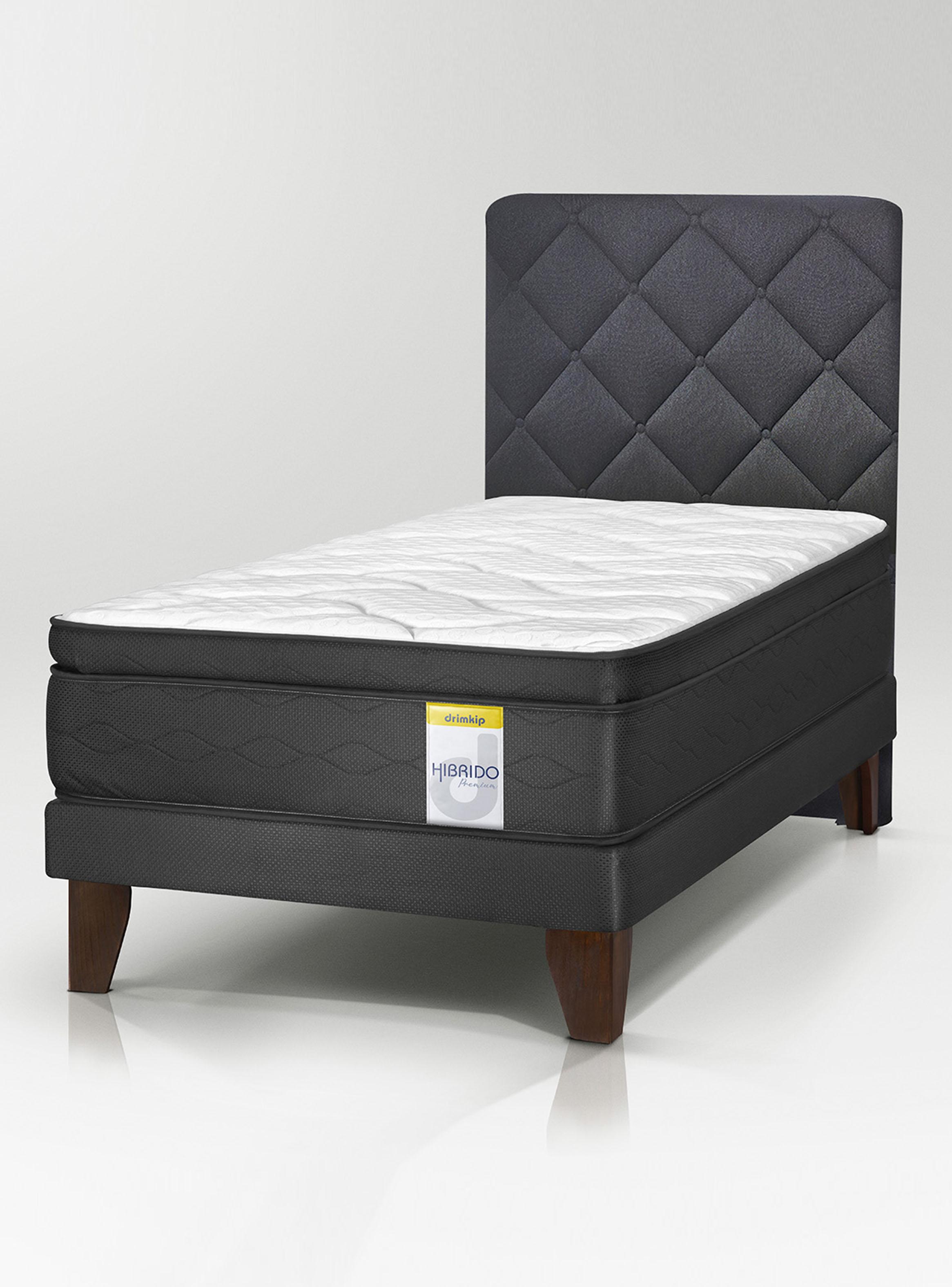 Cama Europea Híbrido Premium 1.5 Plazas(105x200) Base Normal + Resplado Rombo-0
