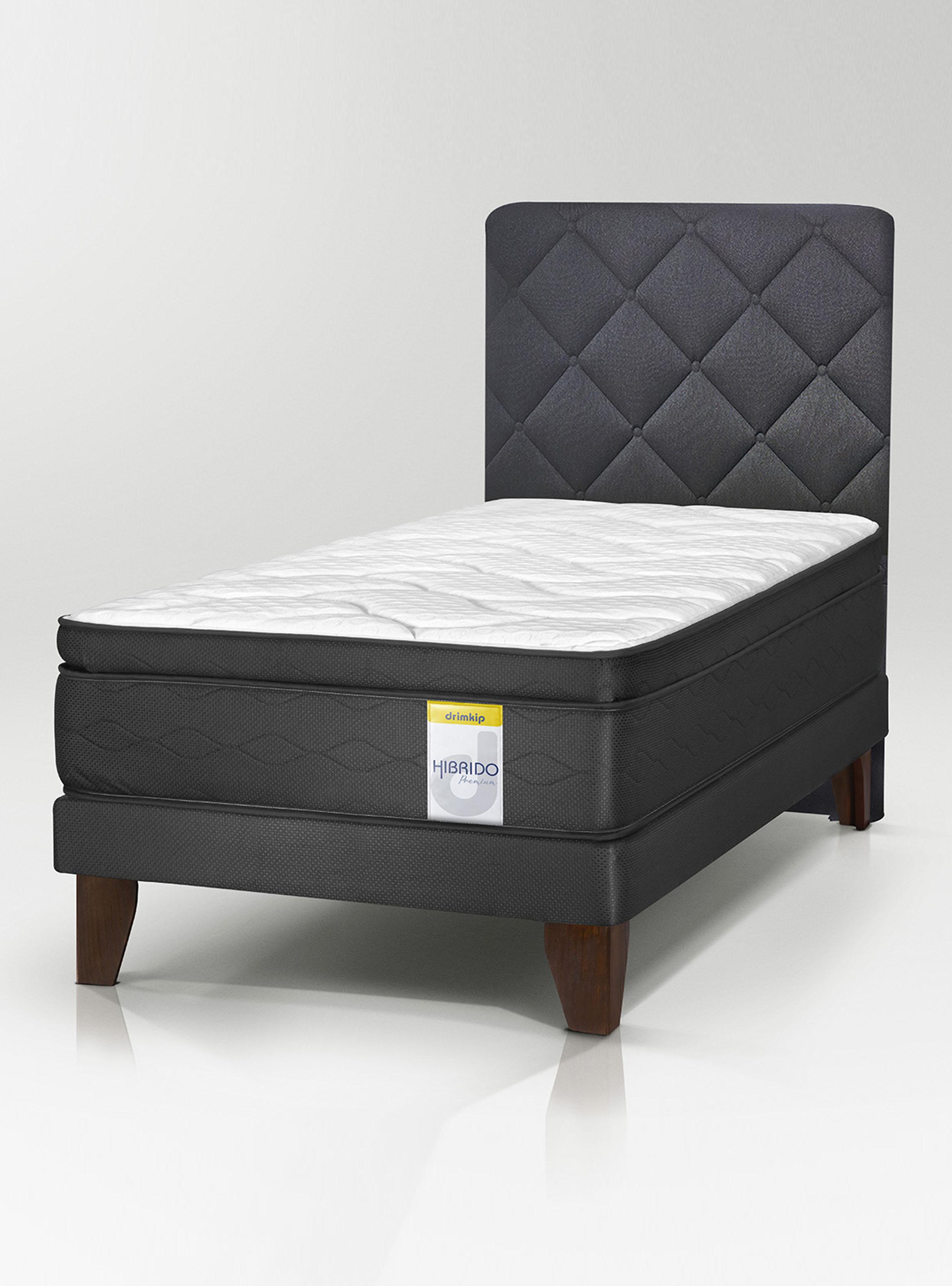 Cama Europea Híbrido Premium 1 Plaza (90x200 Base Normal + Resplado Rombo-0